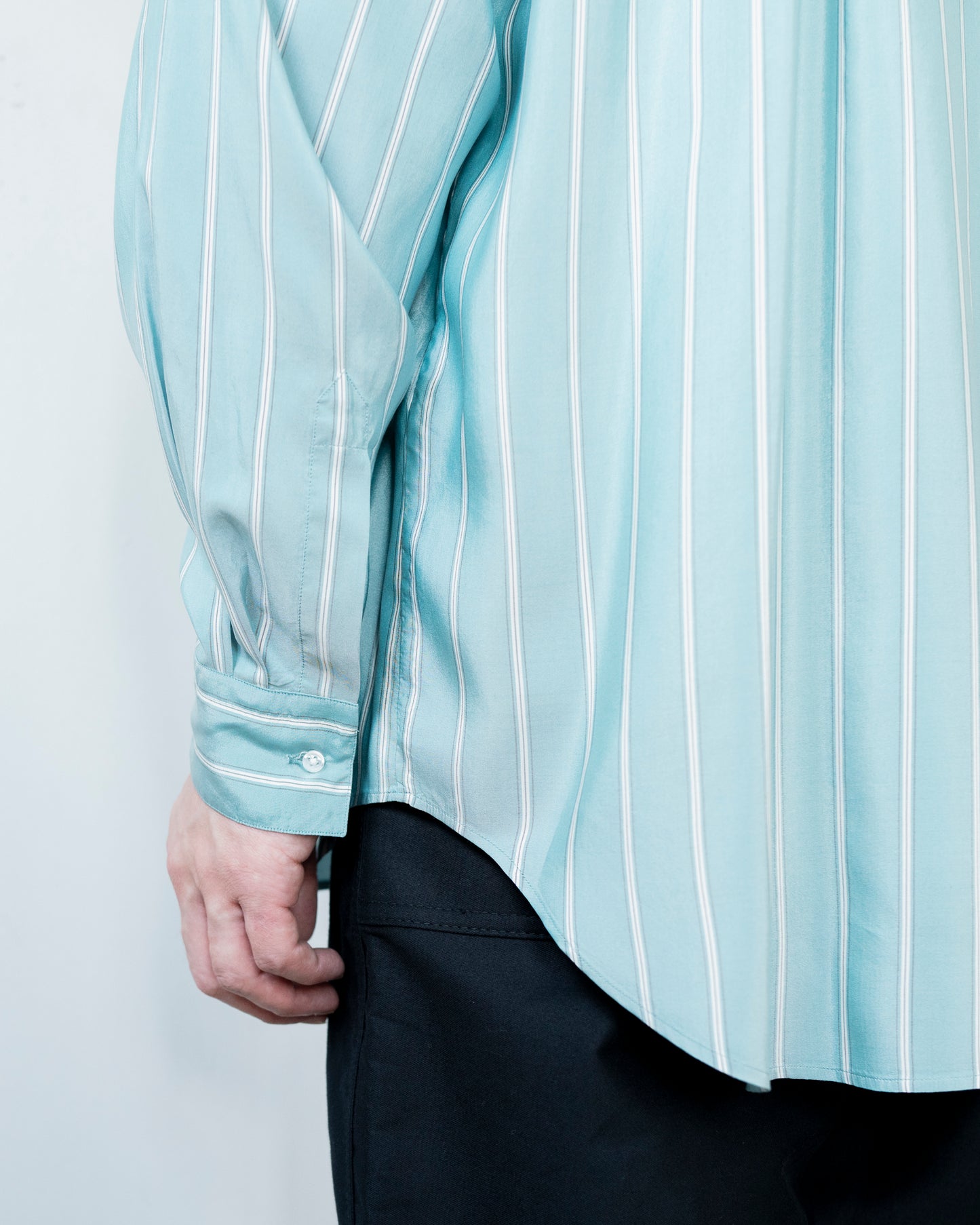 ALF SILK GREEN STRIPE SHIRT