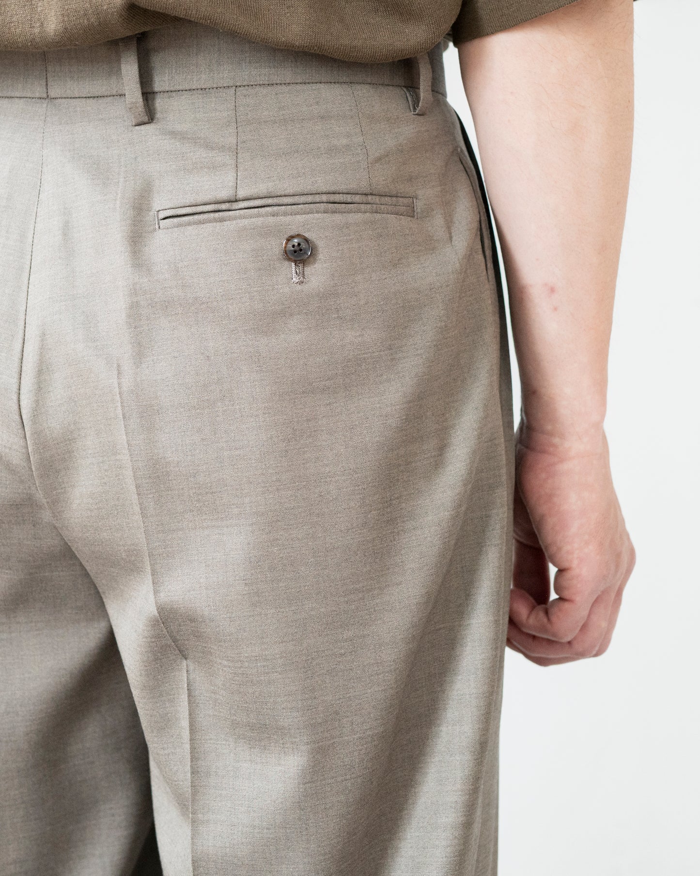 SUPER120'S CHAMBRAY WOOL 3TACK TROUSERS