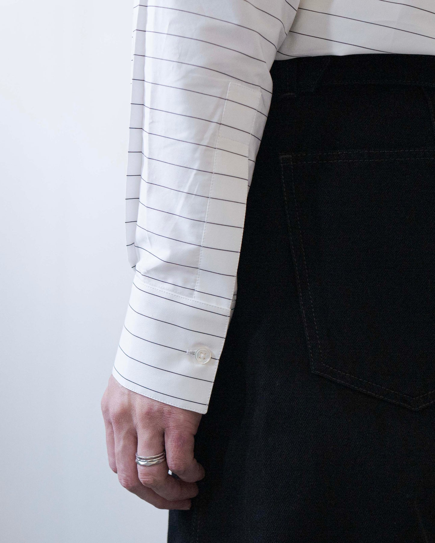 ETON HORIZONTAL STRIPE BAND COLLAR SHIRT