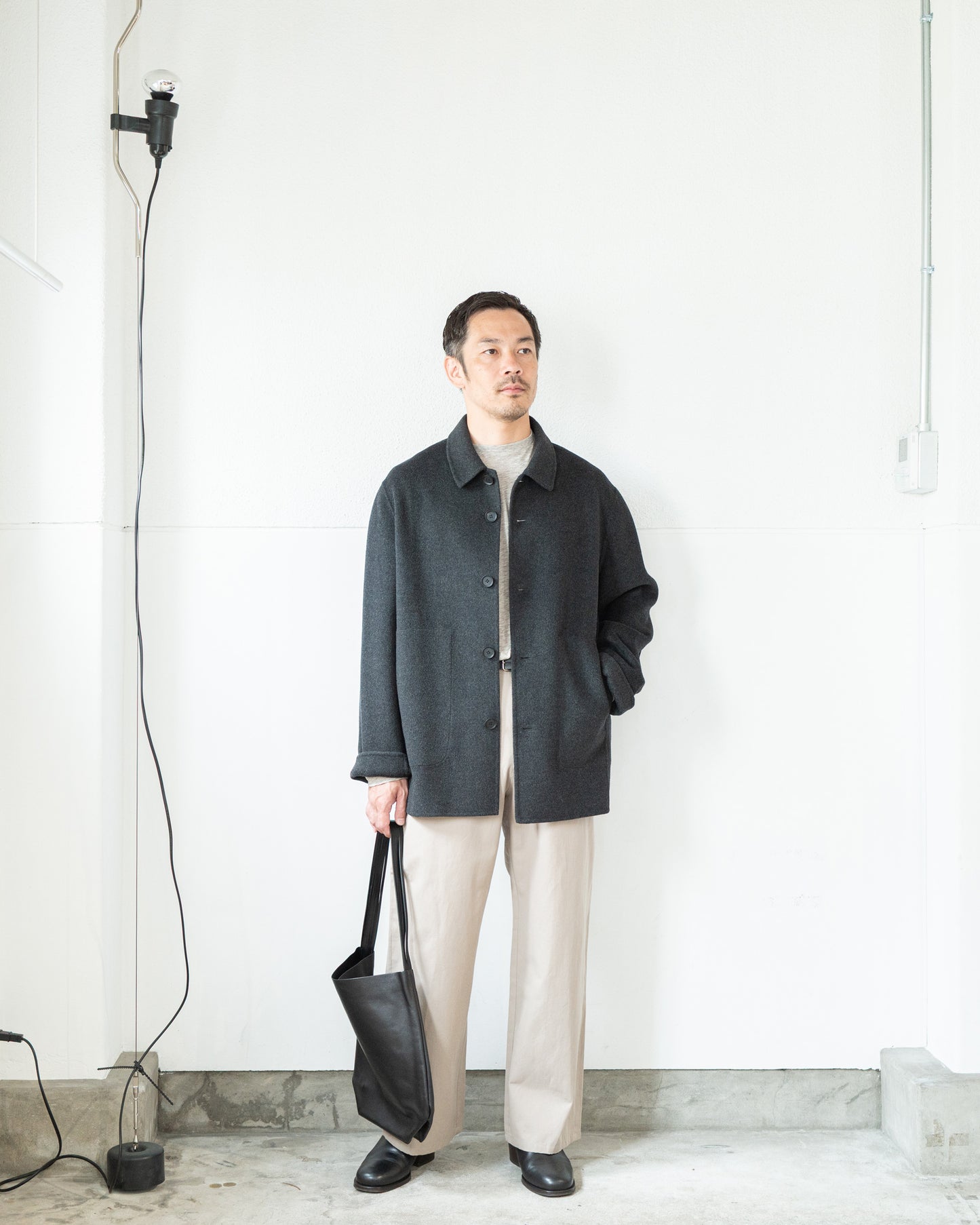 DOUBLE FACE WORK JACKET / SILK BLENDED MERINO WOOL