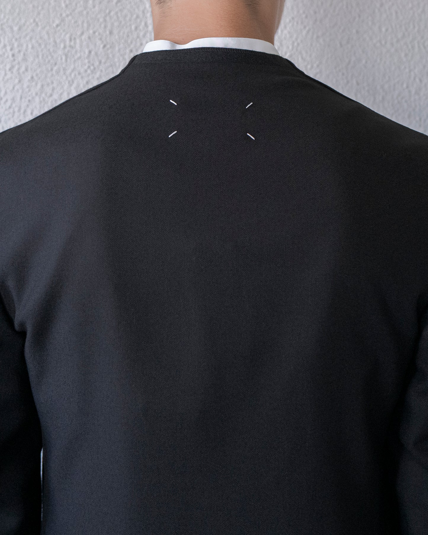 WOOL FLANNEL COLLARLESS JACKET