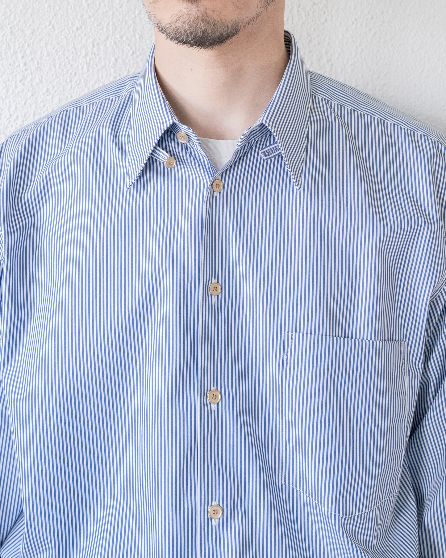 壱式軽裳 COTTON POPLIN STRIPE SHIRT