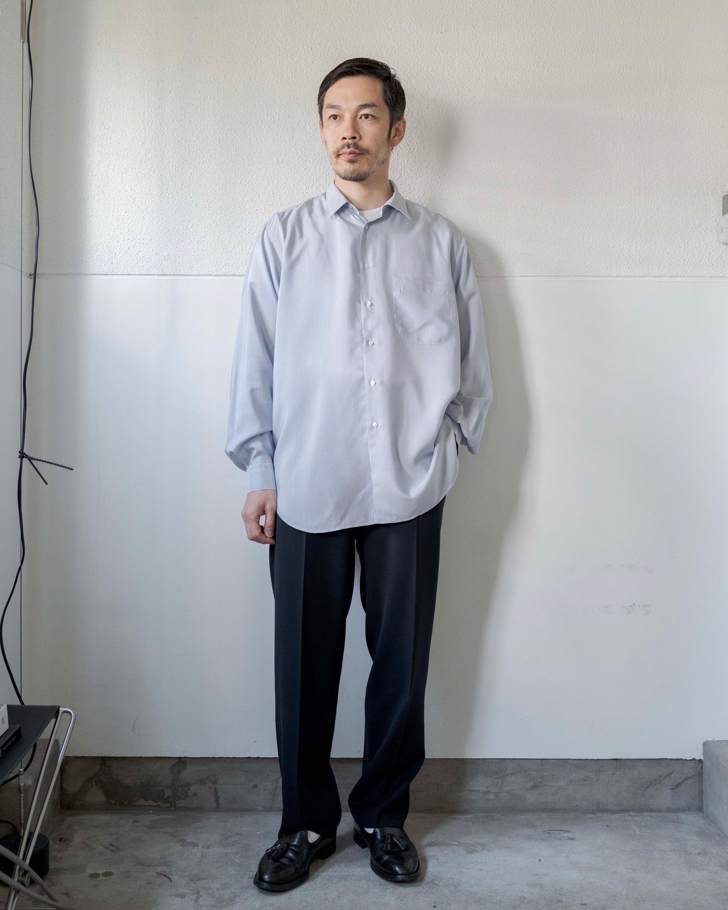 ALFアルフ シルクストライプシャツ