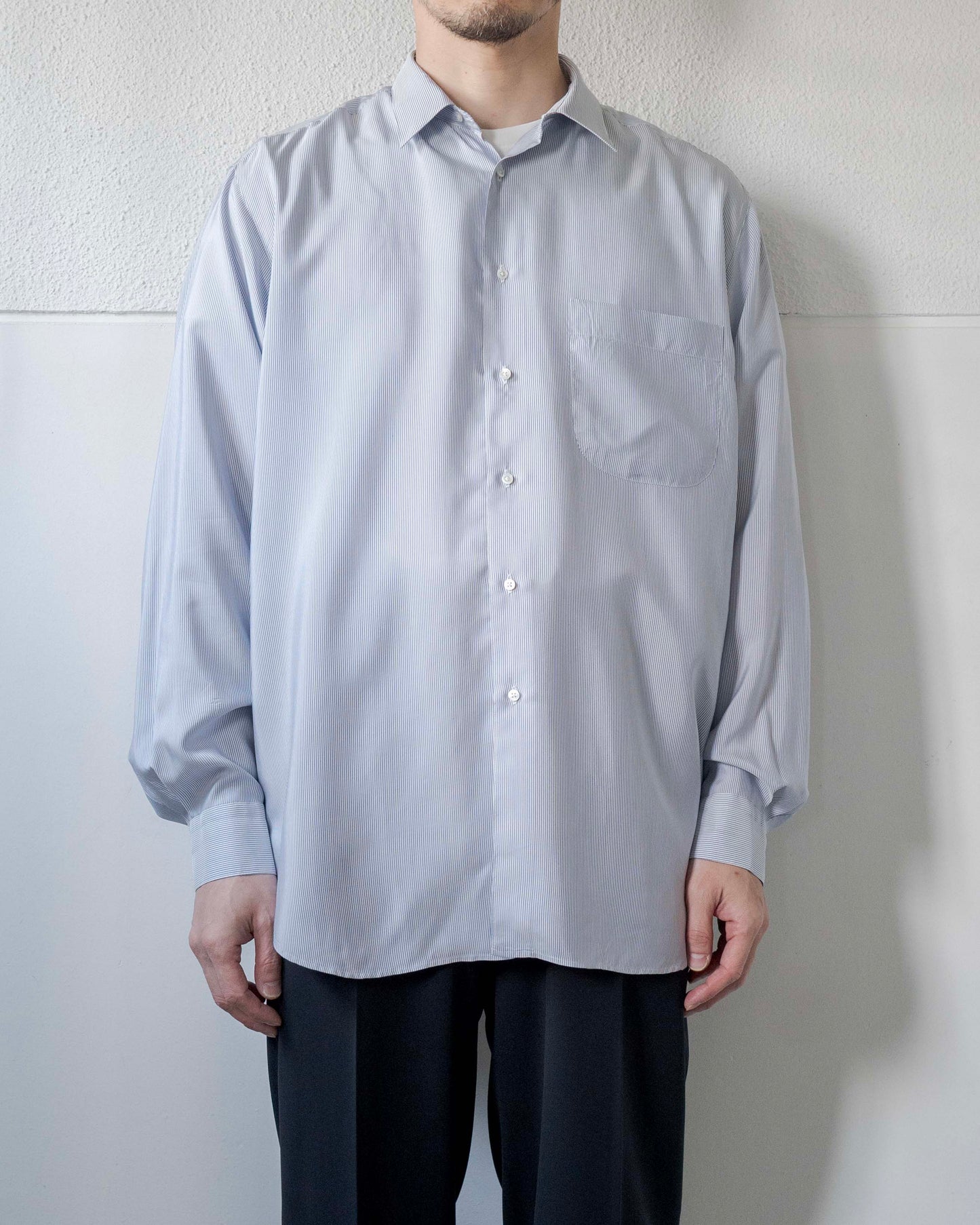 ALFアルフ シルクストライプシャツ