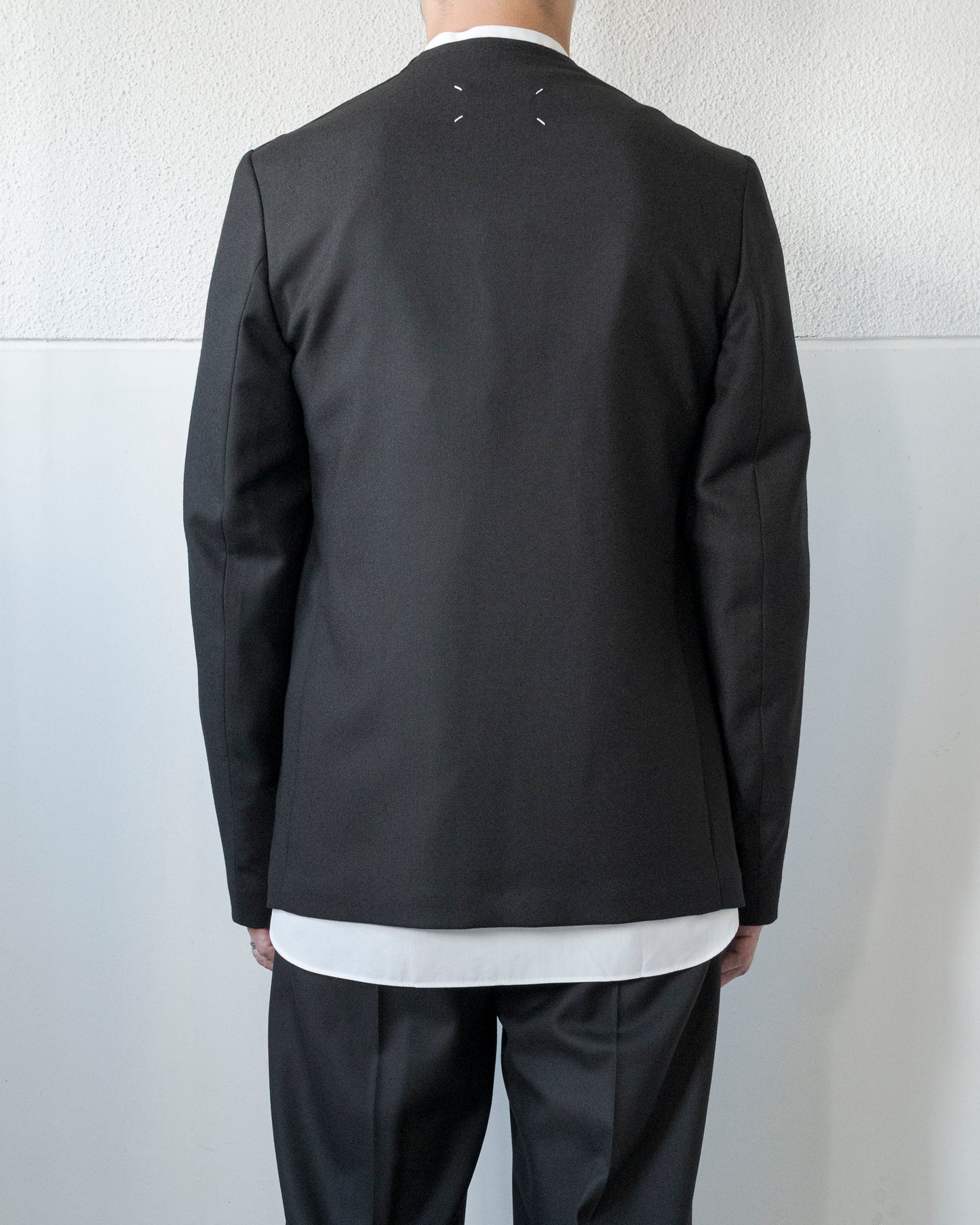 WOOL FLANNEL COLLARLESS JACKET