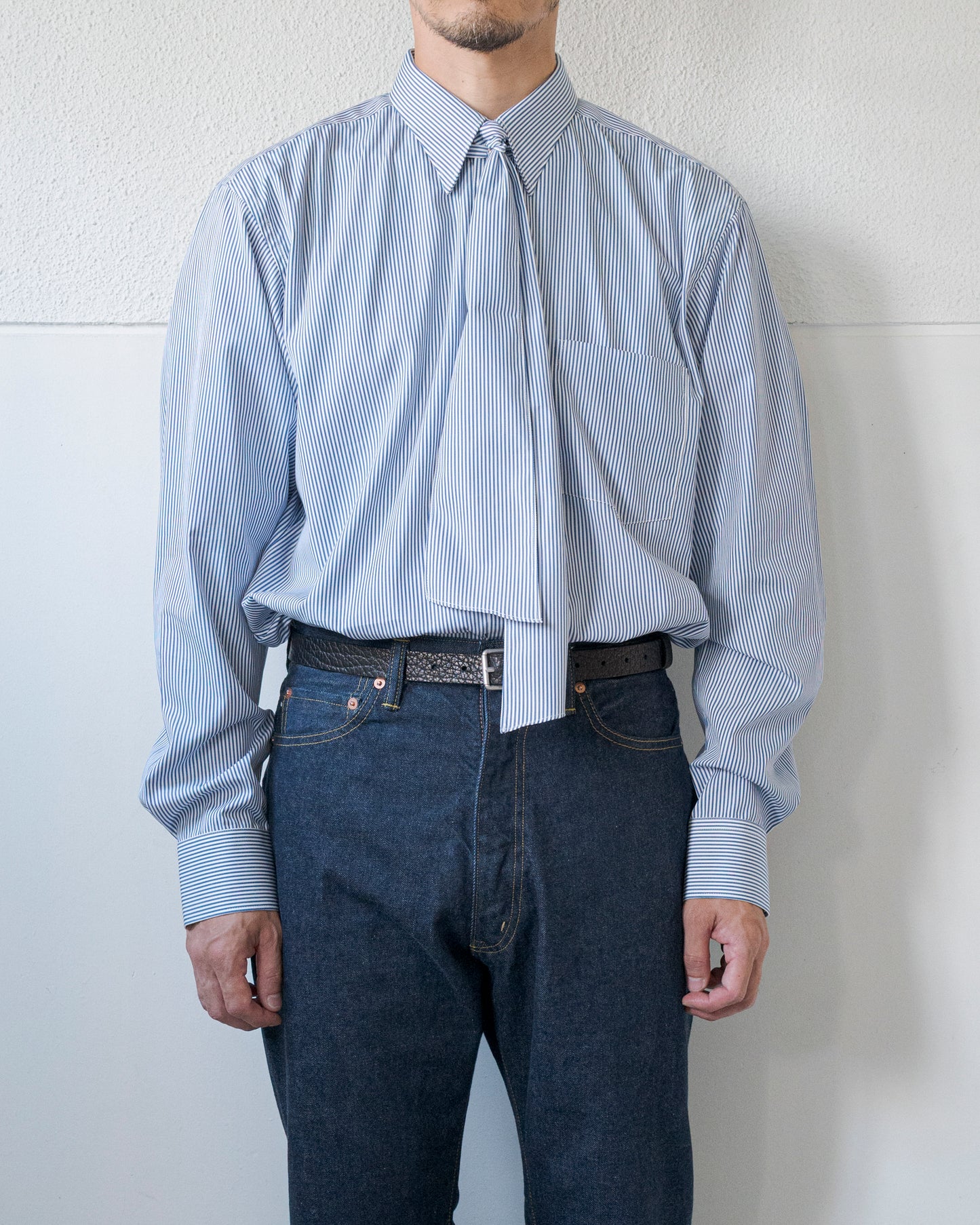 壱式軽裳 COTTON POPLIN STRIPE SHIRT