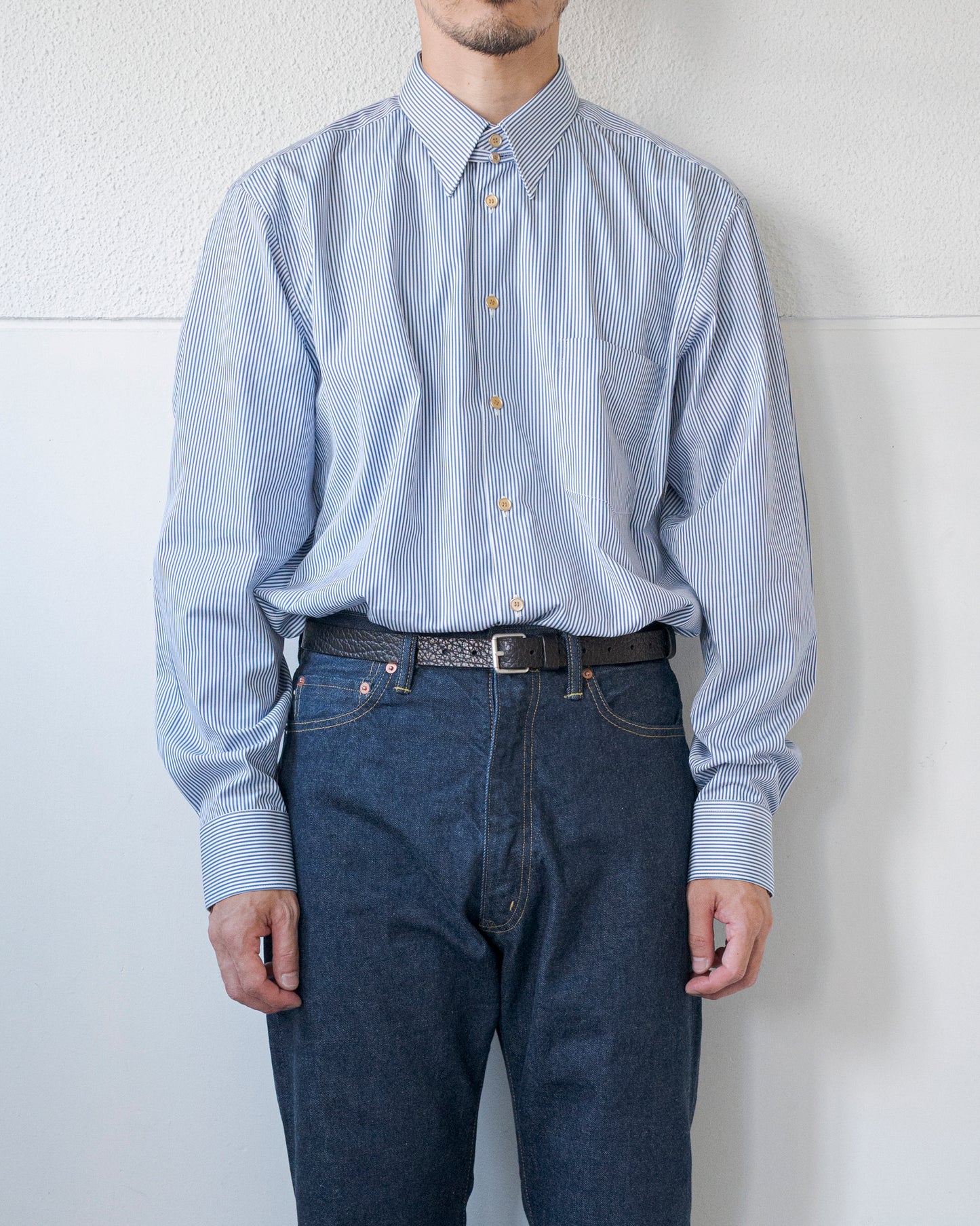壱式軽裳 COTTON POPLIN STRIPE SHIRT