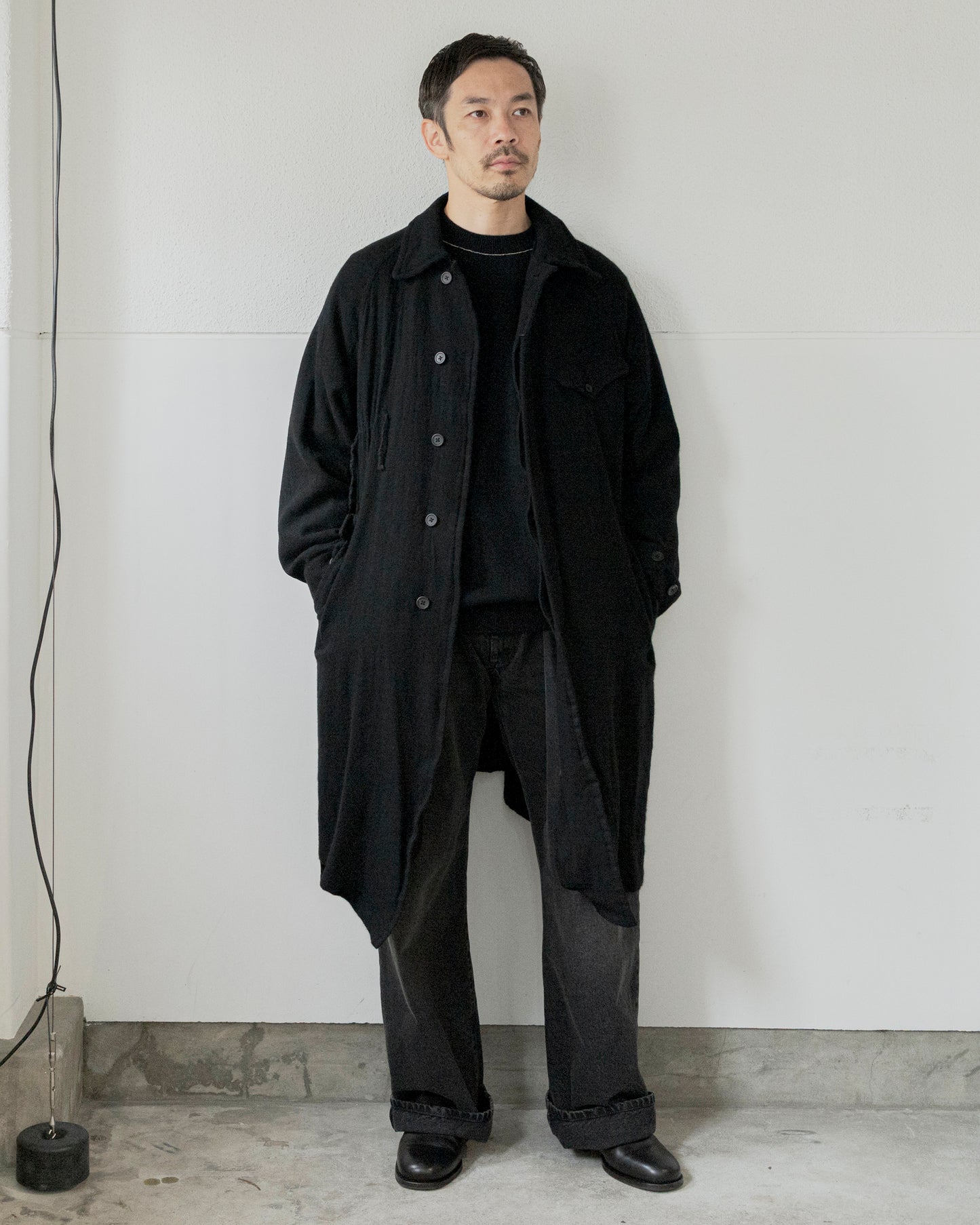 WASHED WOOL BELTED COAT