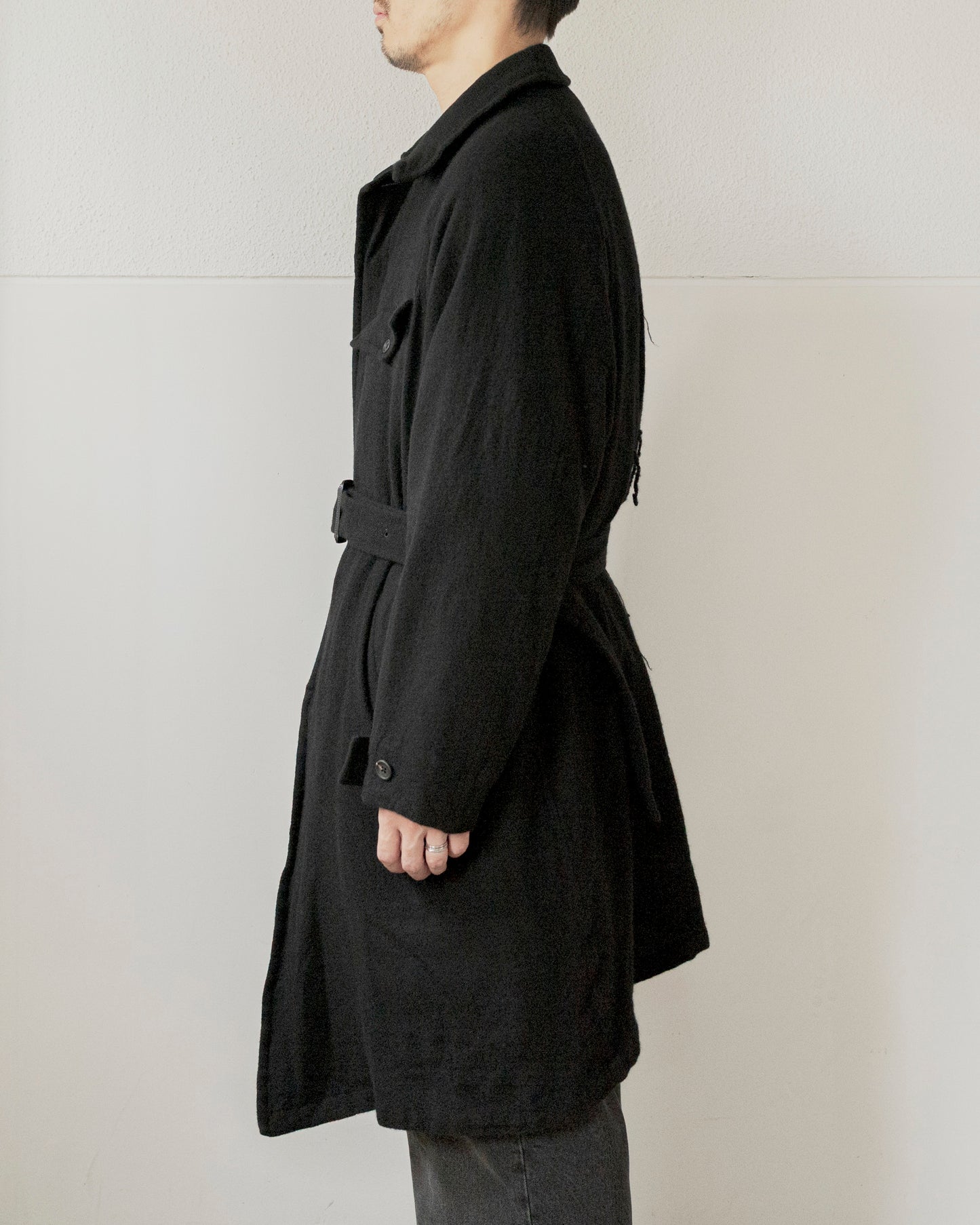 WASHED WOOL BELTED COAT
