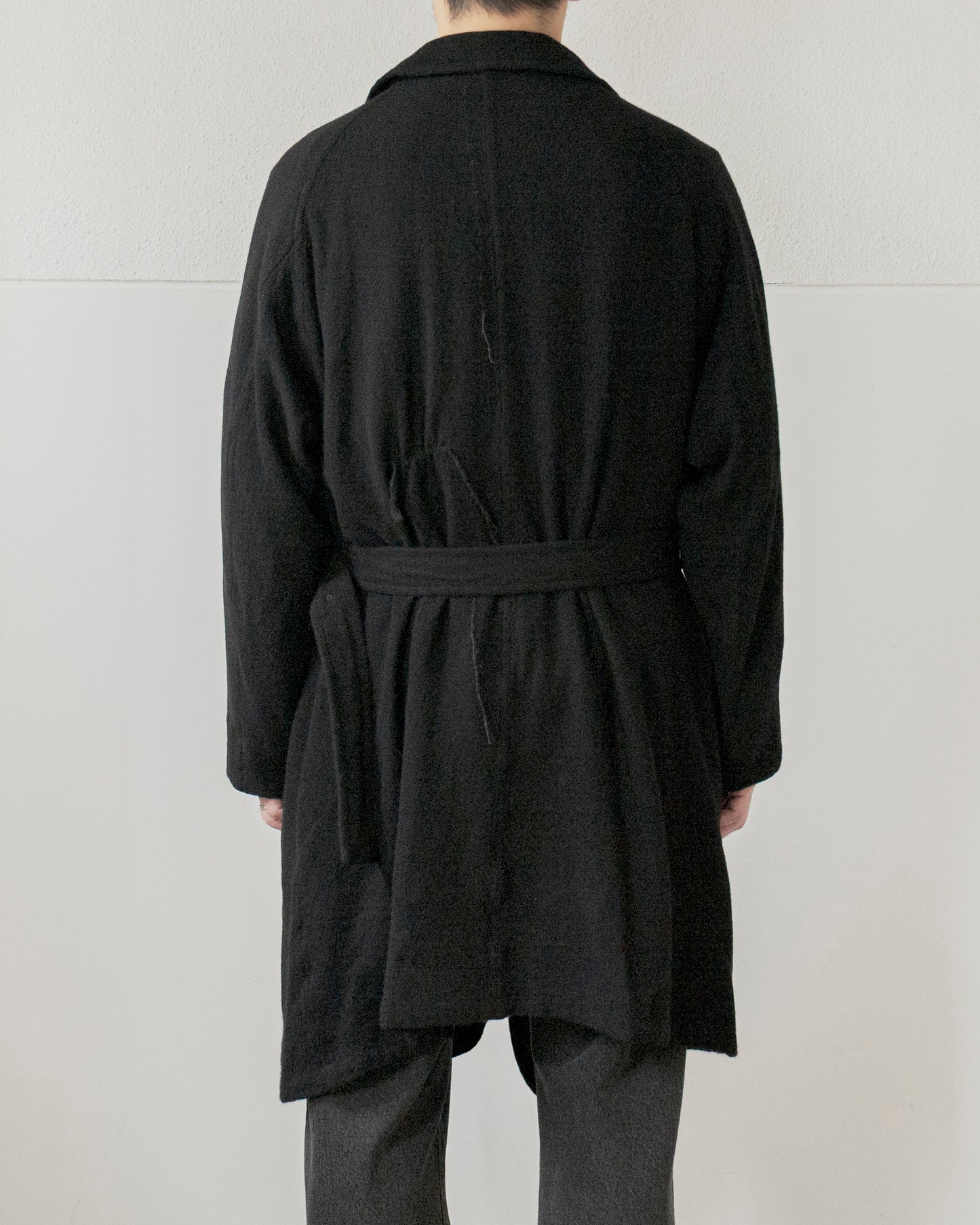 WASHED WOOL BELTED COAT