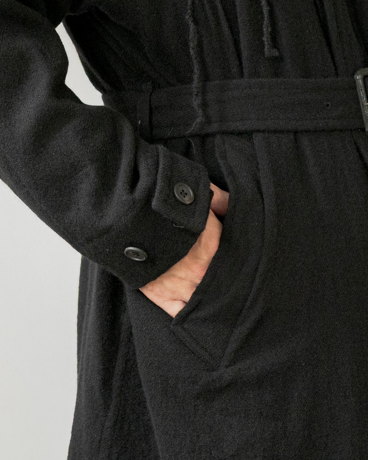 WASHED WOOL BELTED COAT