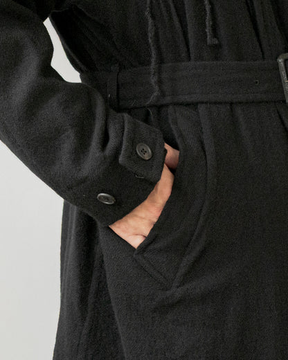 WASHED WOOL BELTED COAT