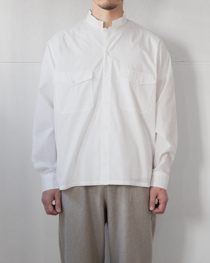 FINE COTTON POPLIN BAND COLLAR SHIRT