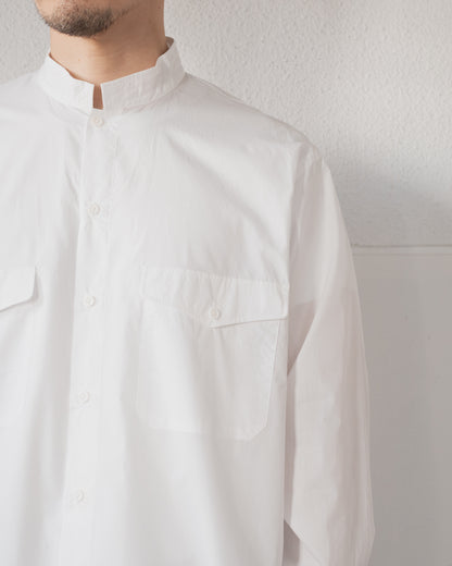 FINE COTTON POPLIN BAND COLLAR SHIRT