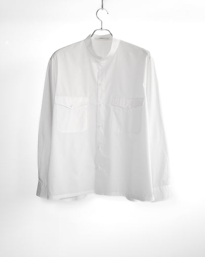 FINE COTTON POPLIN BAND COLLAR SHIRT