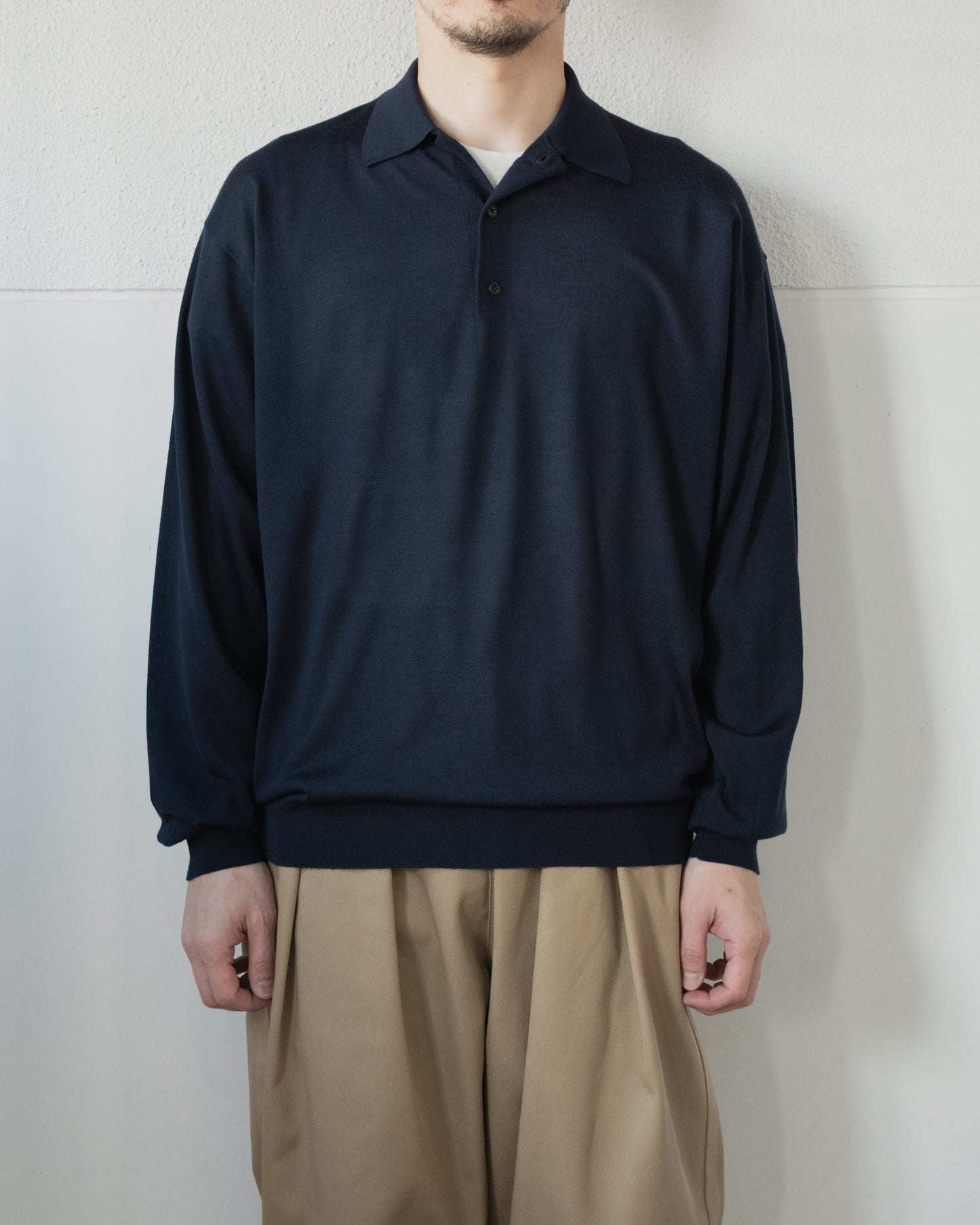 WOOL SILK CASHMERE KNIT POLO