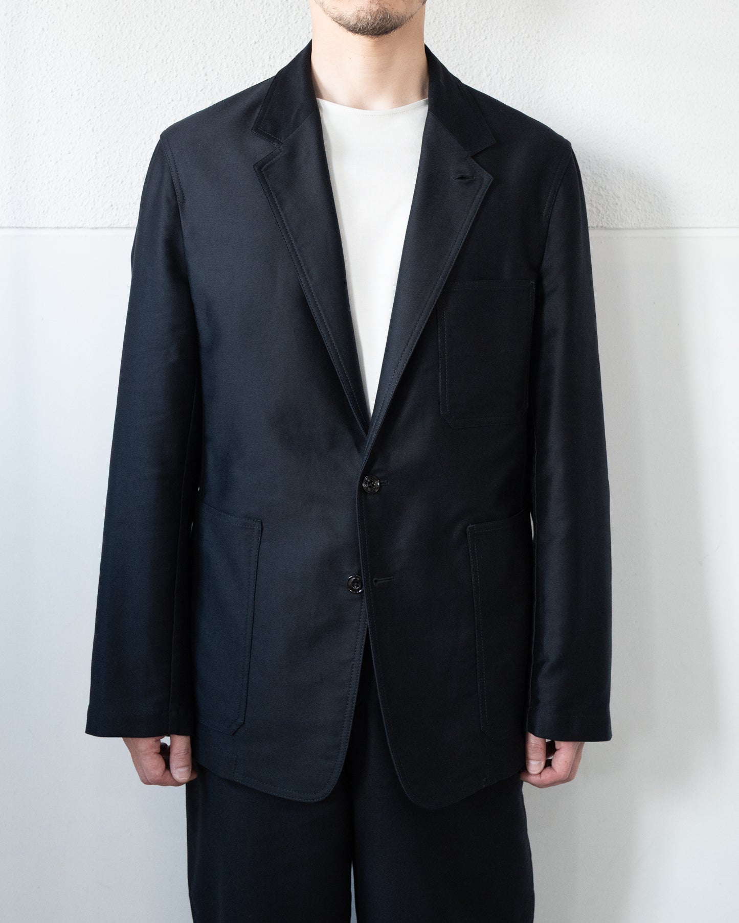 SINGLE BREASTED WORKWEAR JACKET IN COTTON SATIN
