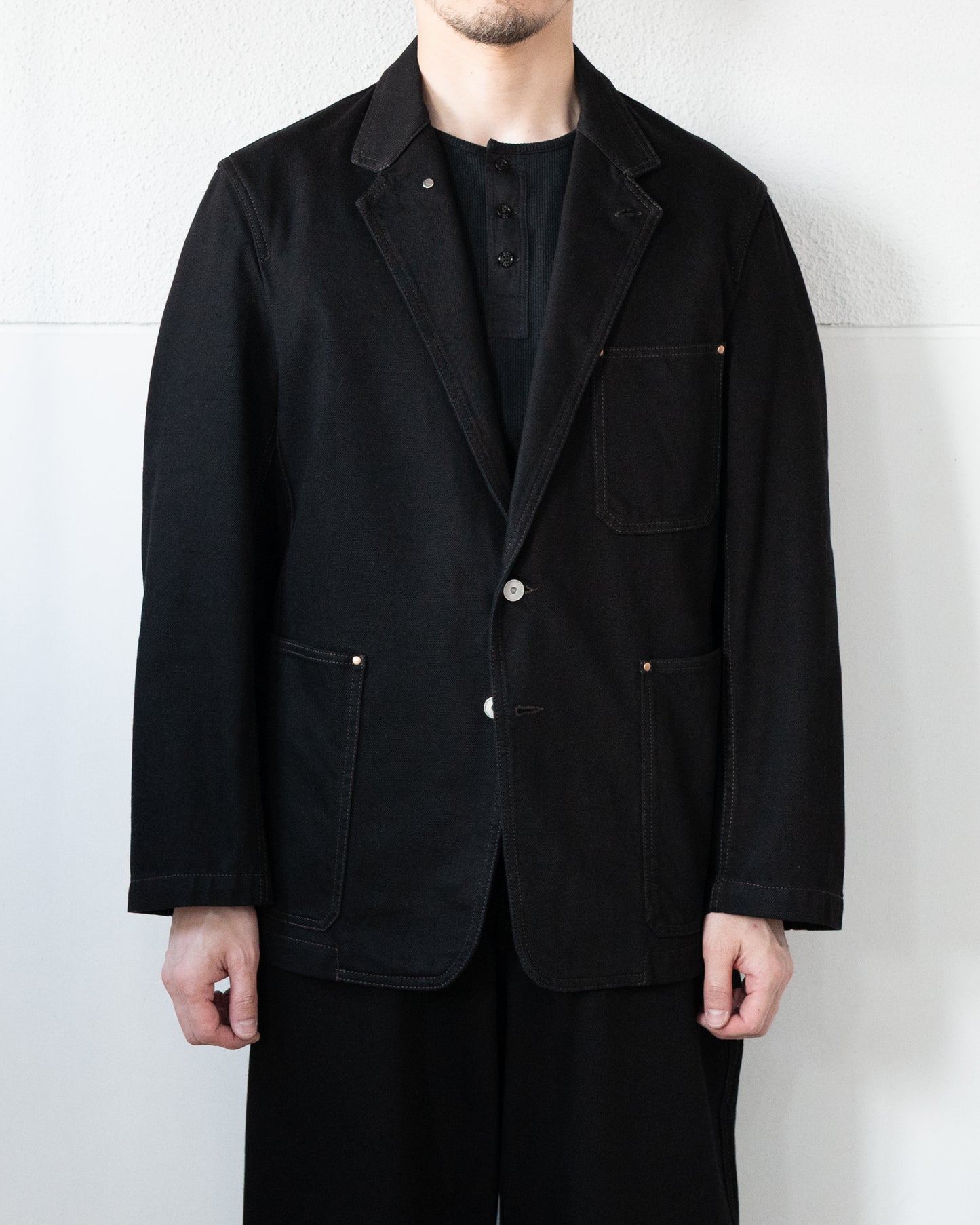 SINGLE BREASTED TAILORED JACKET IN DENIM