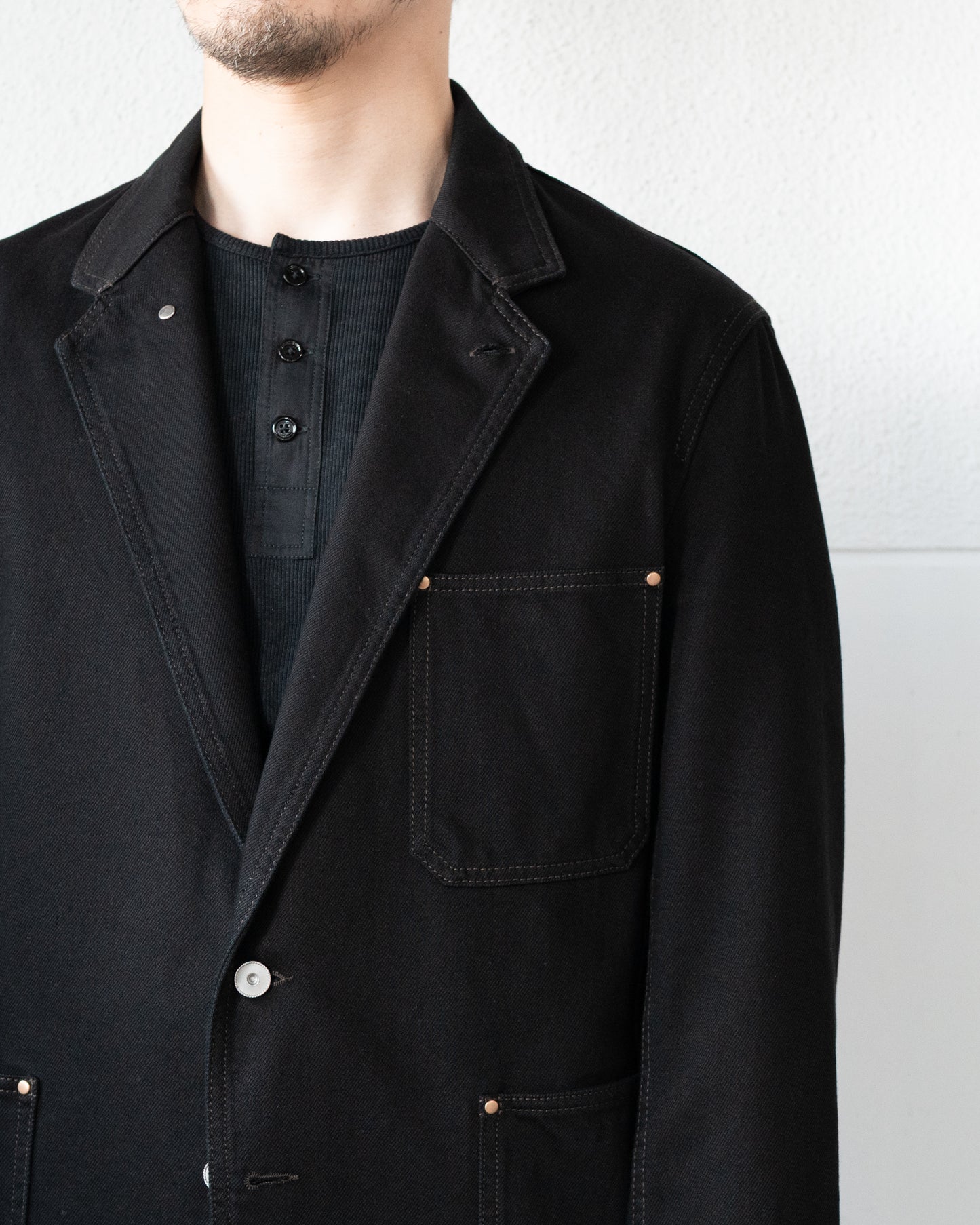 SINGLE BREASTED TAILORED JACKET IN DENIM