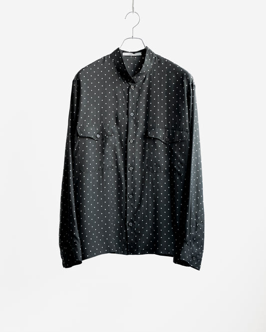 BRUSHED SILK TWILL DOT BAND COLLAR SHIRT
