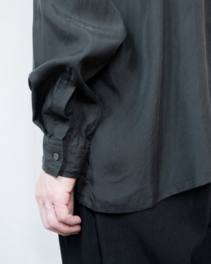 BRUSHED SILK TWILL BAND COLLAR SHIRT