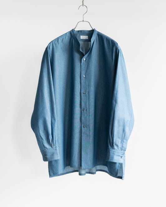 MORISS x SALVATORE CHAMBRAY BAND COLLAR SHIRT