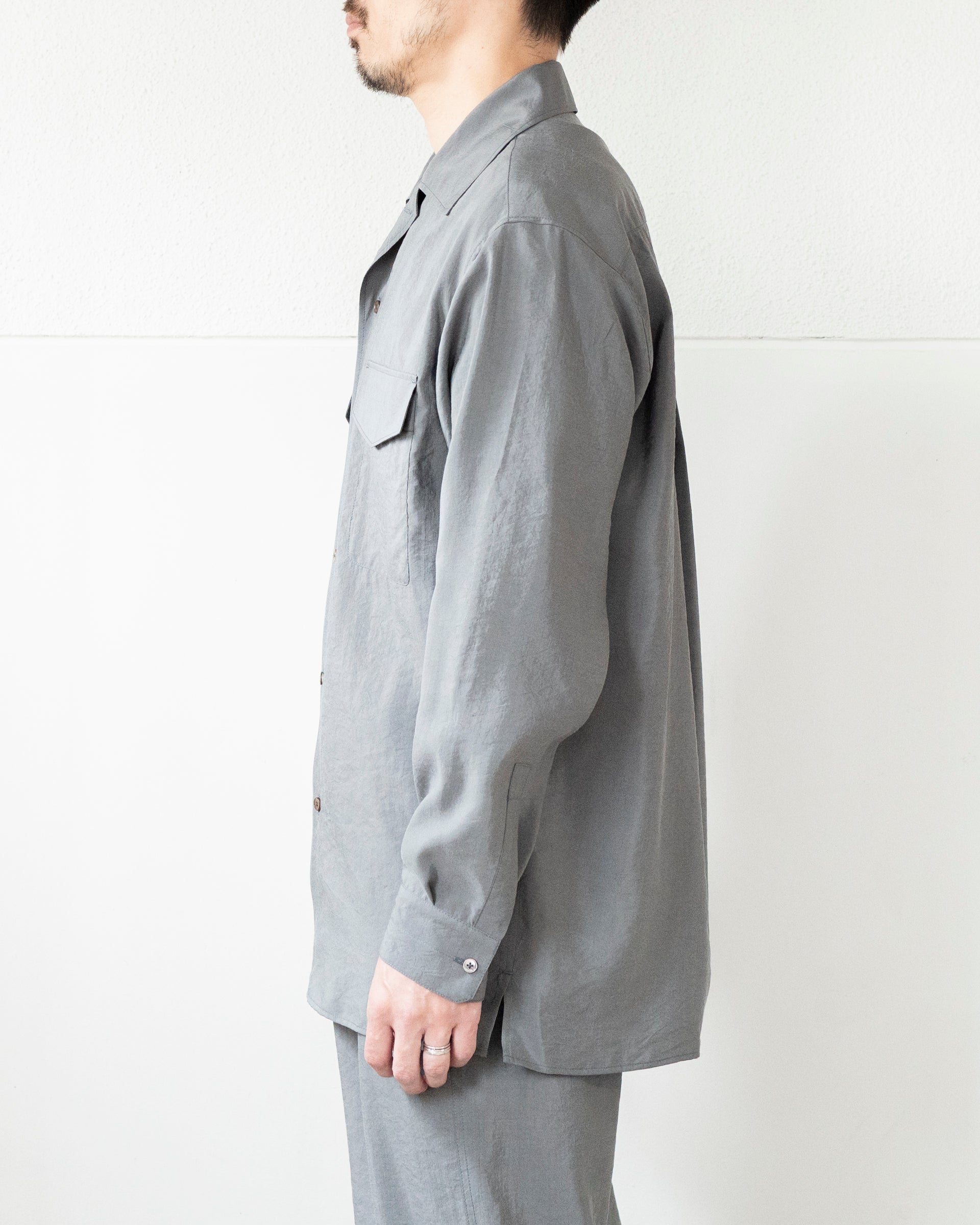 CONVERTIBLE COLLAR SHIRT IN DRY SILK – STORE N