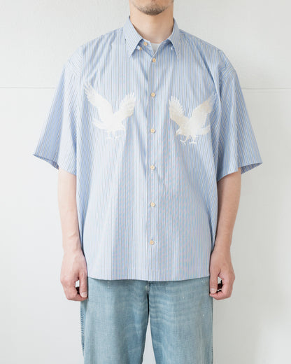 参式軽裳 SUPIMA HIGH DENSITY POPLIN STRIPE EMBROIDERY SHIRT