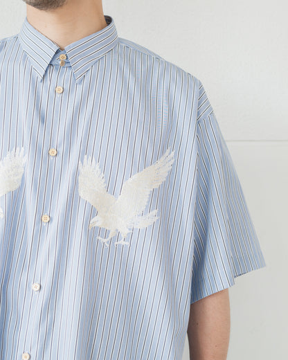 参式軽裳 SUPIMA HIGH DENSITY POPLIN STRIPE EMBROIDERY SHIRT
