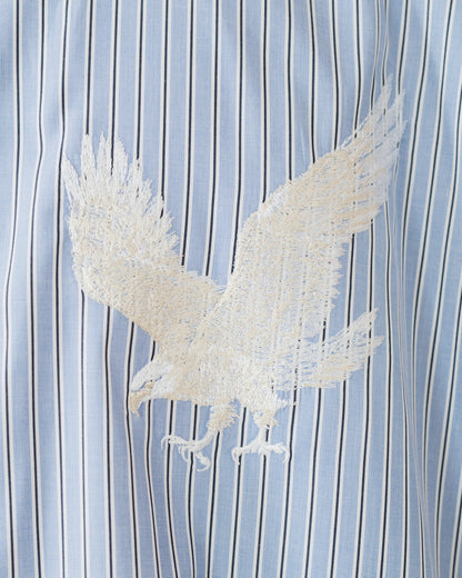 参式軽裳 SUPIMA HIGH DENSITY POPLIN STRIPE EMBROIDERY SHIRT