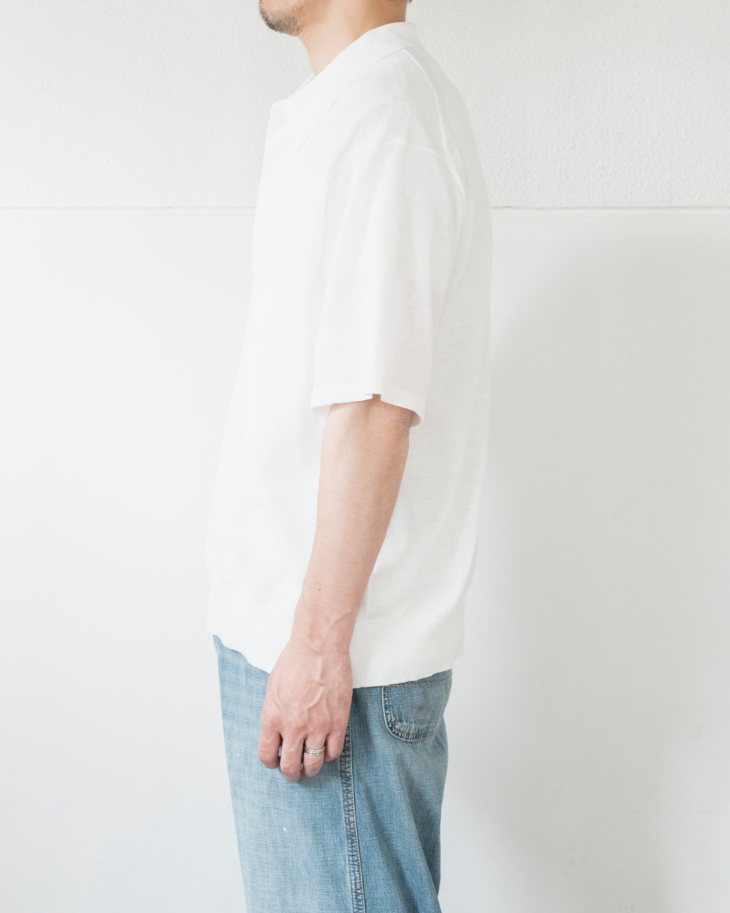 COTTON LINEN KNIT SKIPPER POLO
