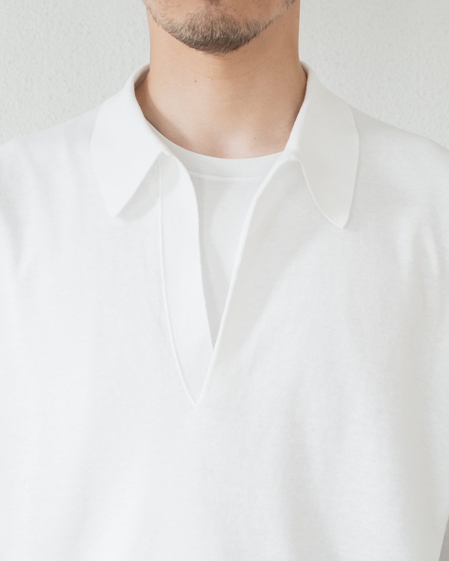 COTTON LINEN KNIT SKIPPER POLO
