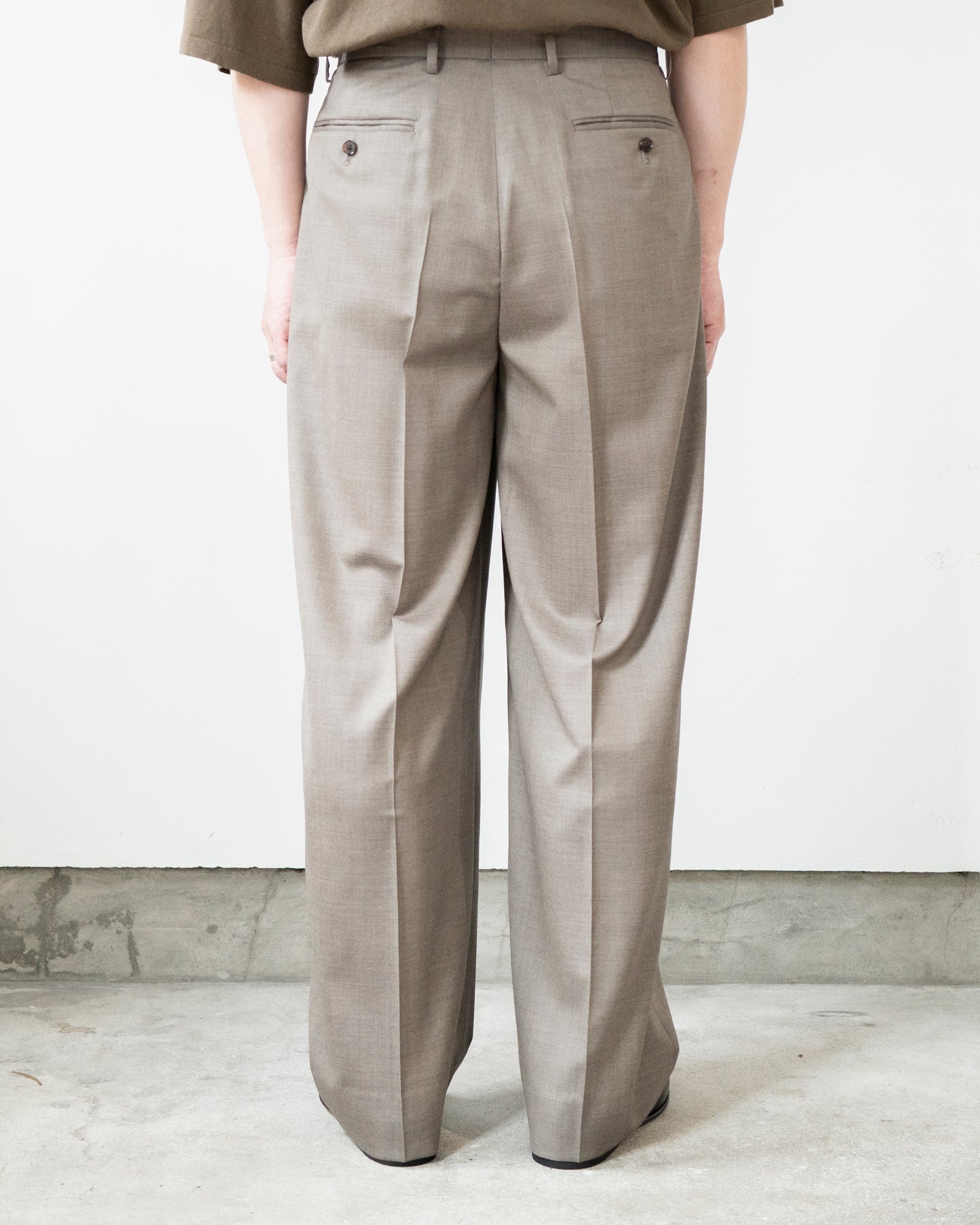 SUPER120'S CHAMBRAY WOOL 3TACK TROUSERS