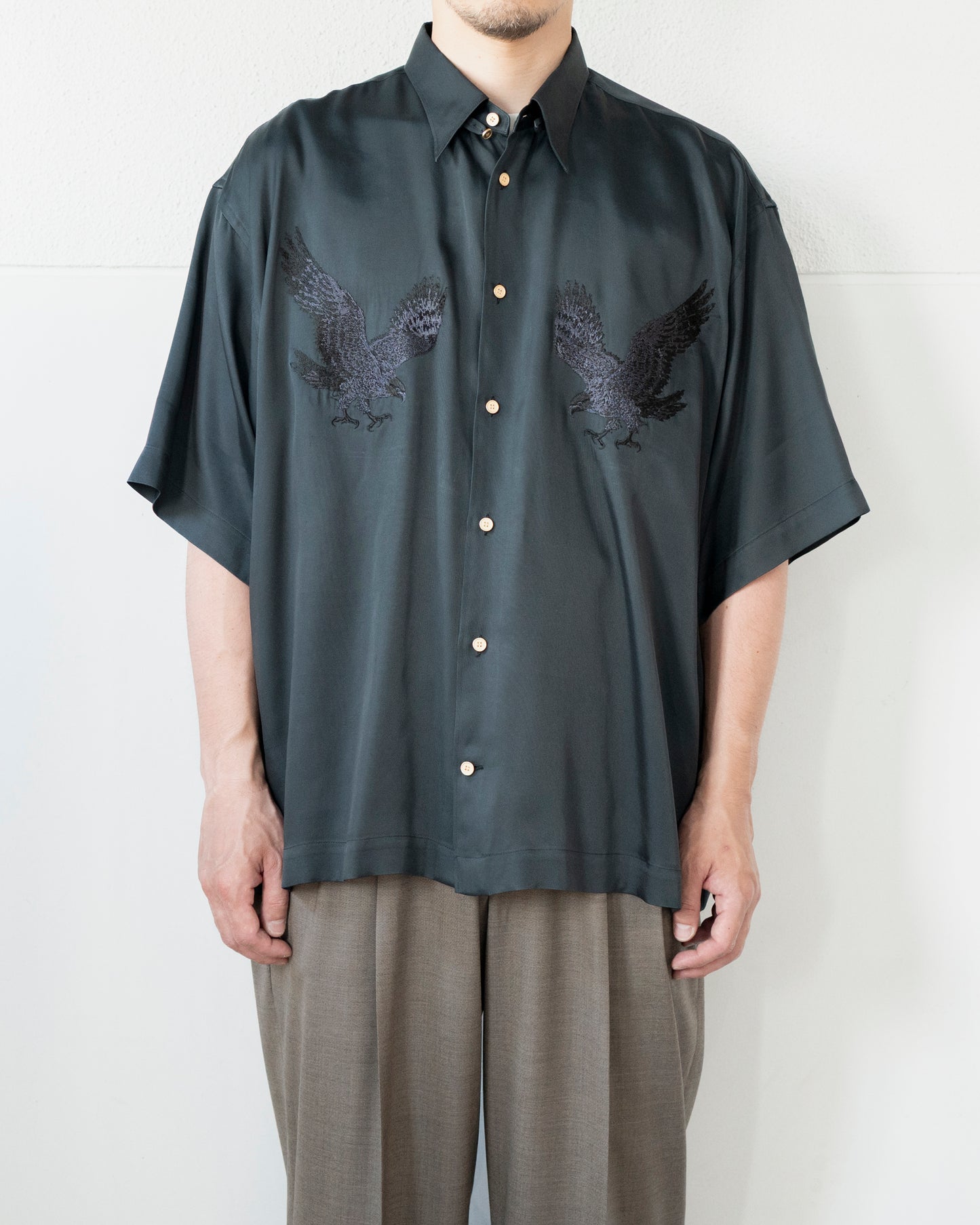 参式軽裳改 FABRIC DYED CUPRO EMBROIDERY SHIRT