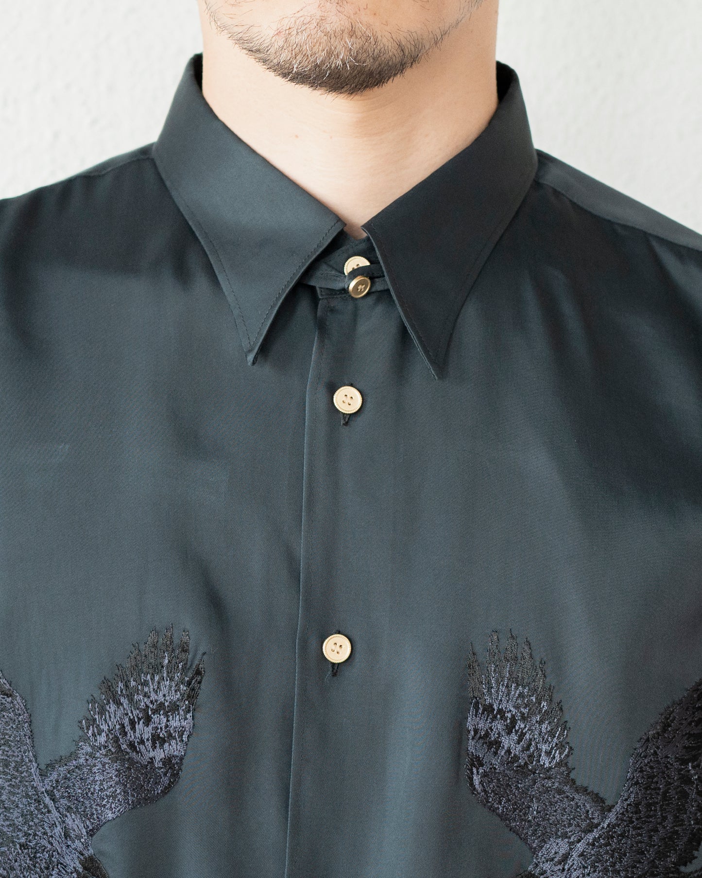 参式軽裳改 FABRIC DYED CUPRO EMBROIDERY SHIRT