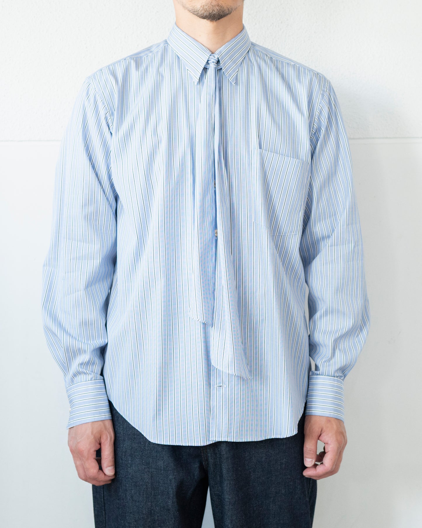 壱式軽裳 SUPIMA HIGH DENSITY END ON END STRIPE SHIRT