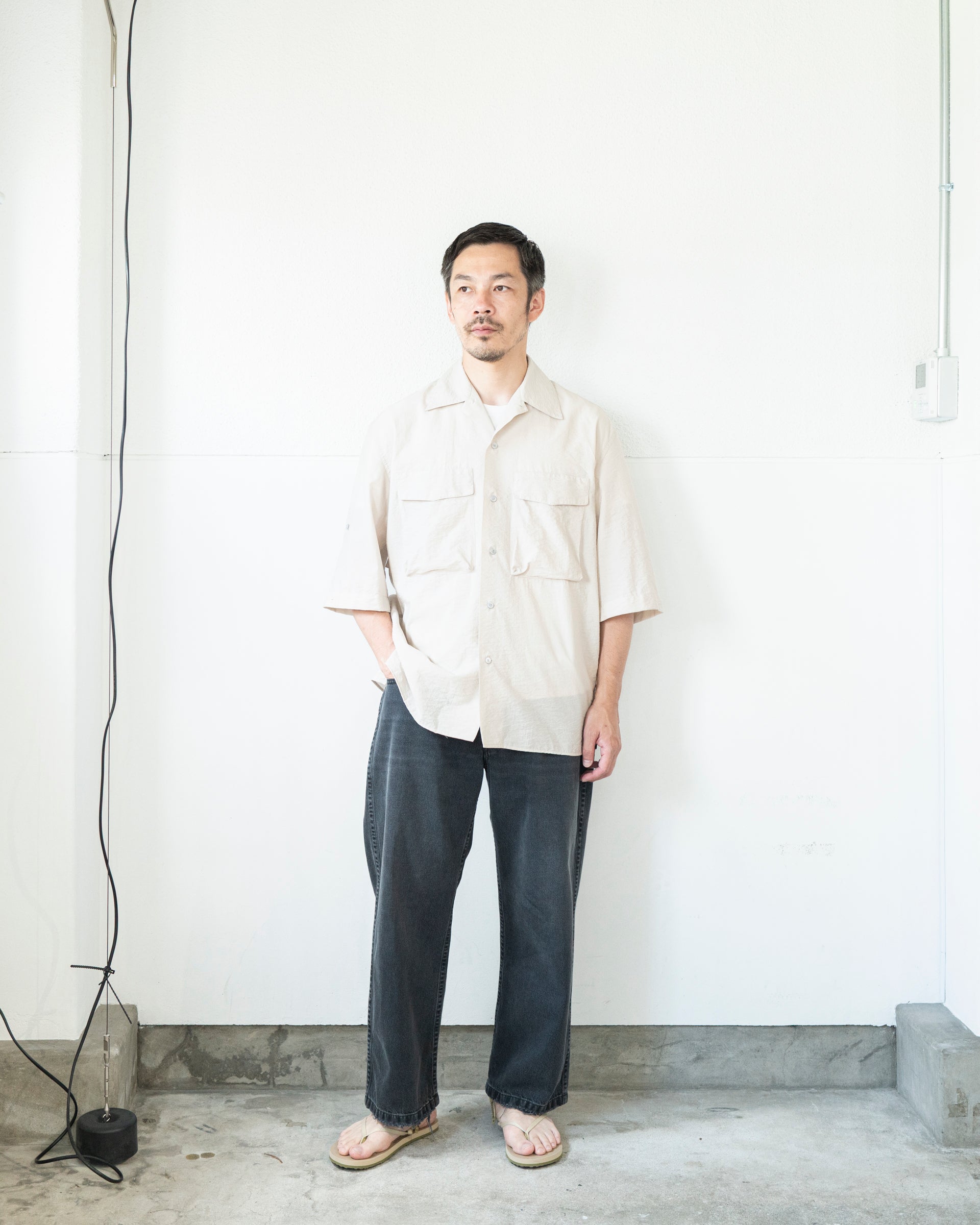 SHORT SLEEVE UTILITY SHIRT IN WASHED TECHNICAL COTTON – STORE N