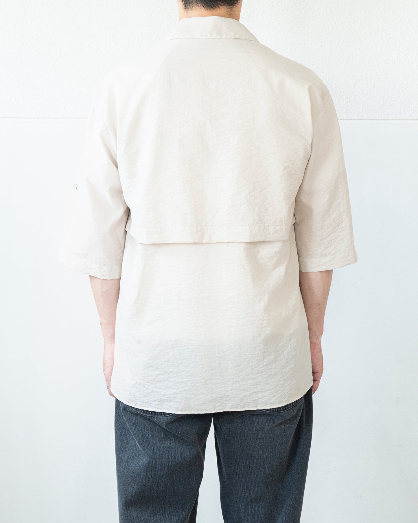 SHORT SLEEVE UTILITY SHIRT IN WASHED TECHNICAL COTTON