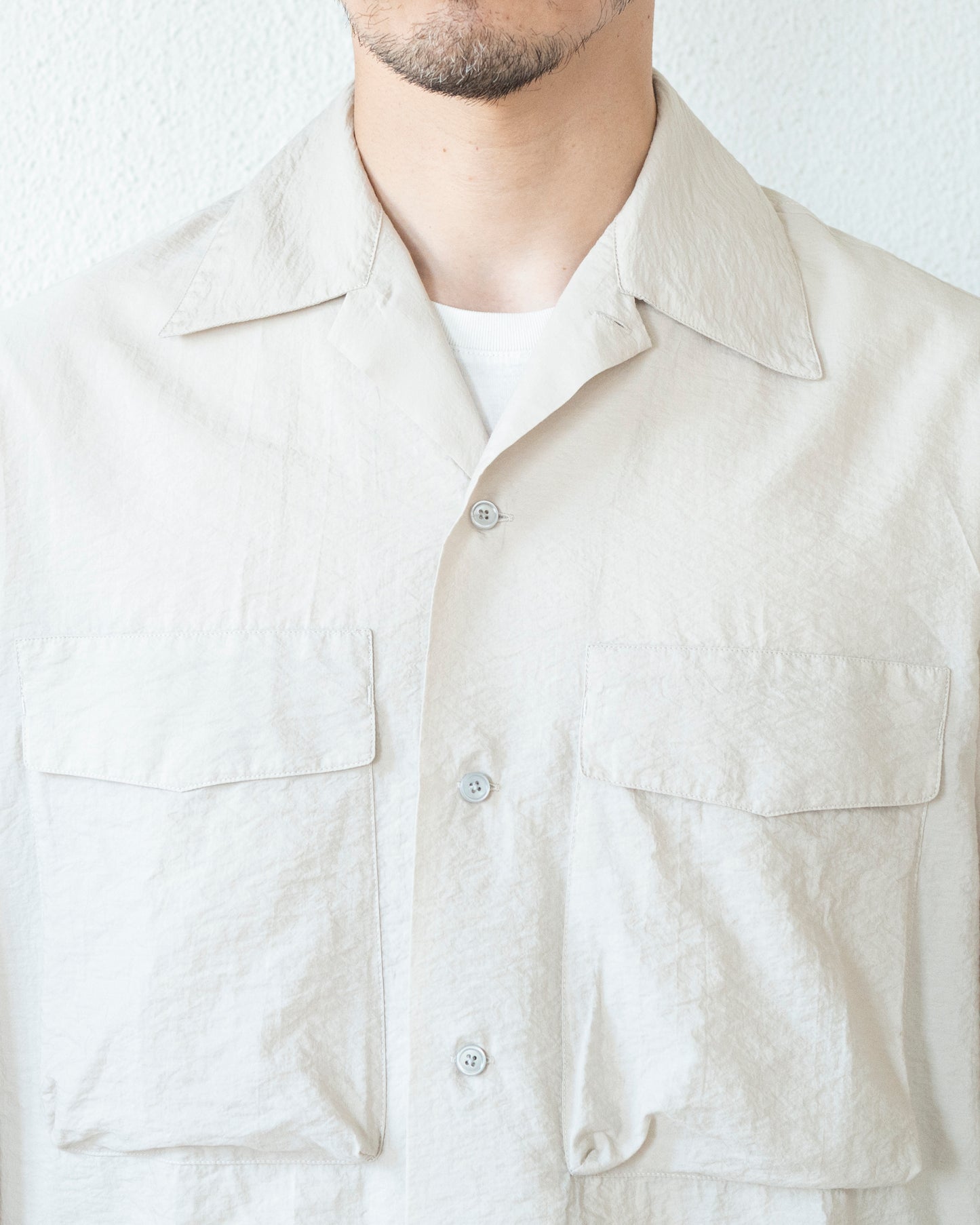 SHORT SLEEVE UTILITY SHIRT IN WASHED TECHNICAL COTTON