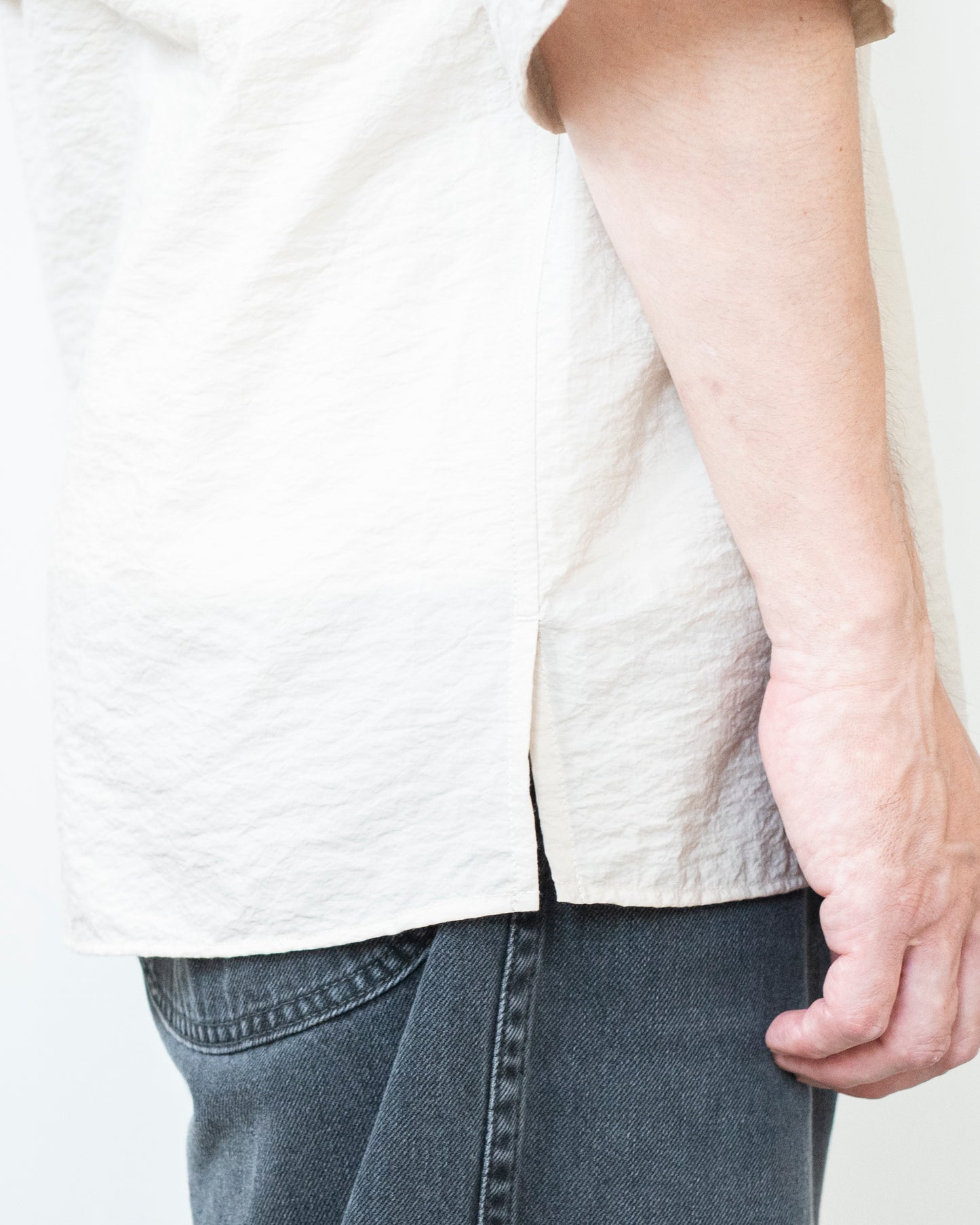 SHORT SLEEVE UTILITY SHIRT IN WASHED TECHNICAL COTTON