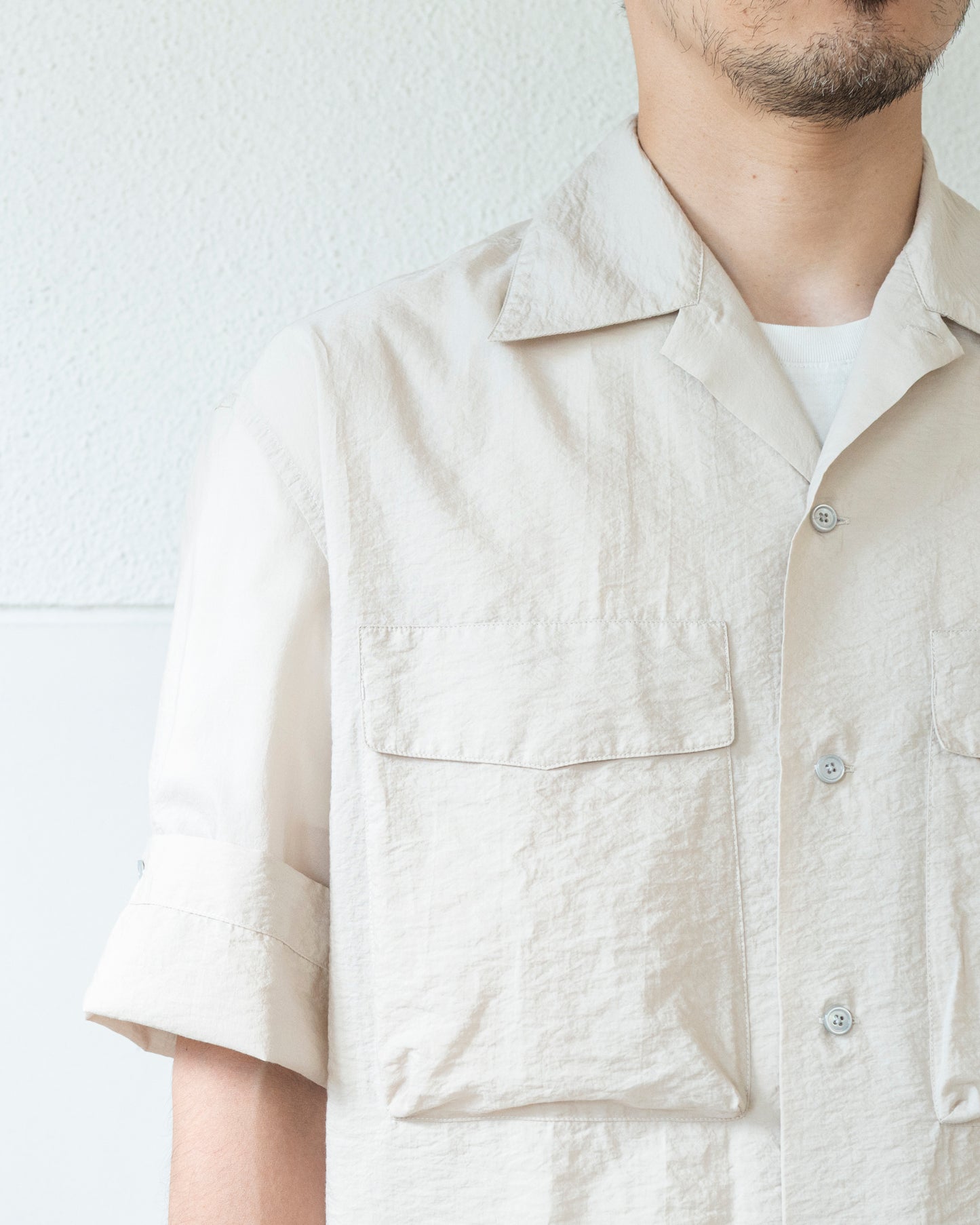 SHORT SLEEVE UTILITY SHIRT IN WASHED TECHNICAL COTTON