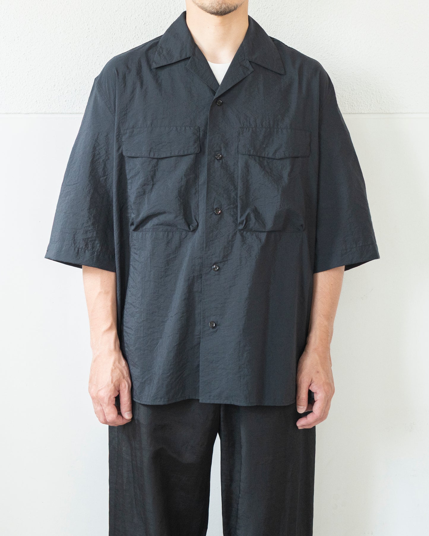 SHORT SLEEVE UTILITY SHIRT IN WASHED TECHNICAL COTTON