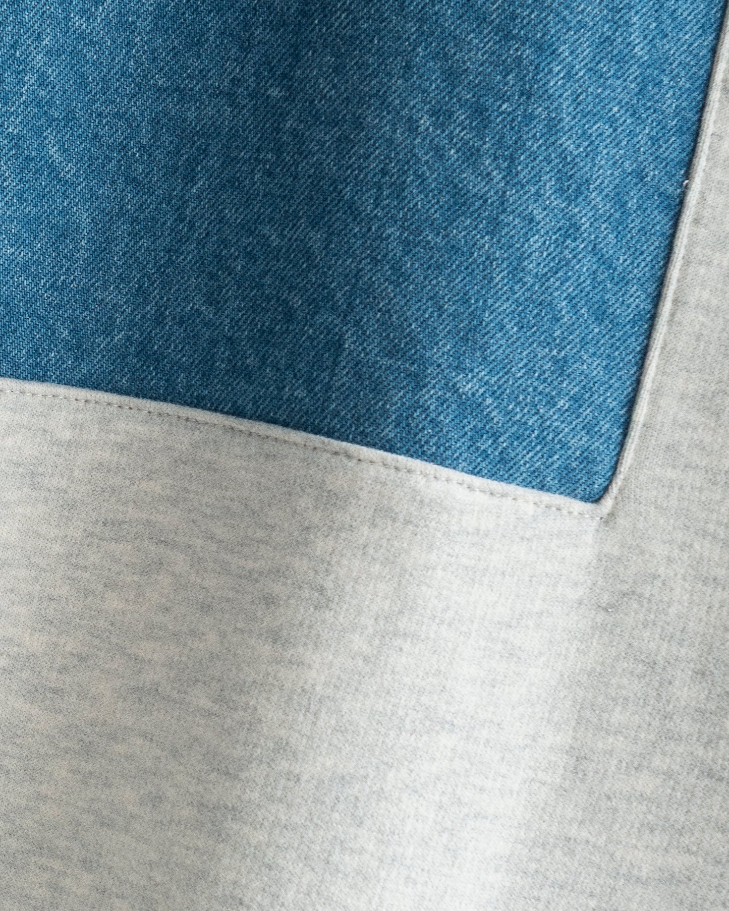 DENIM-BACKED SPLICED COTTON SWEATSHIRT
