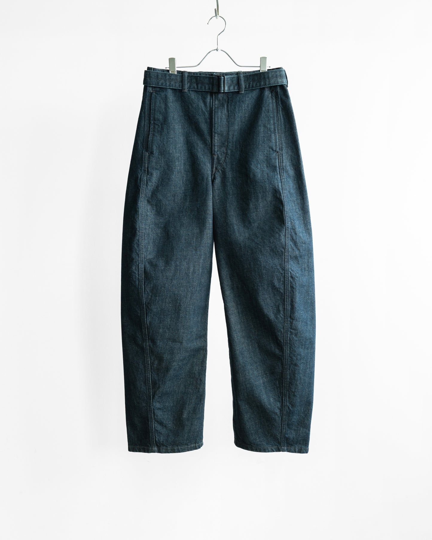 TWISTED BELTED PANTS IN DENIM