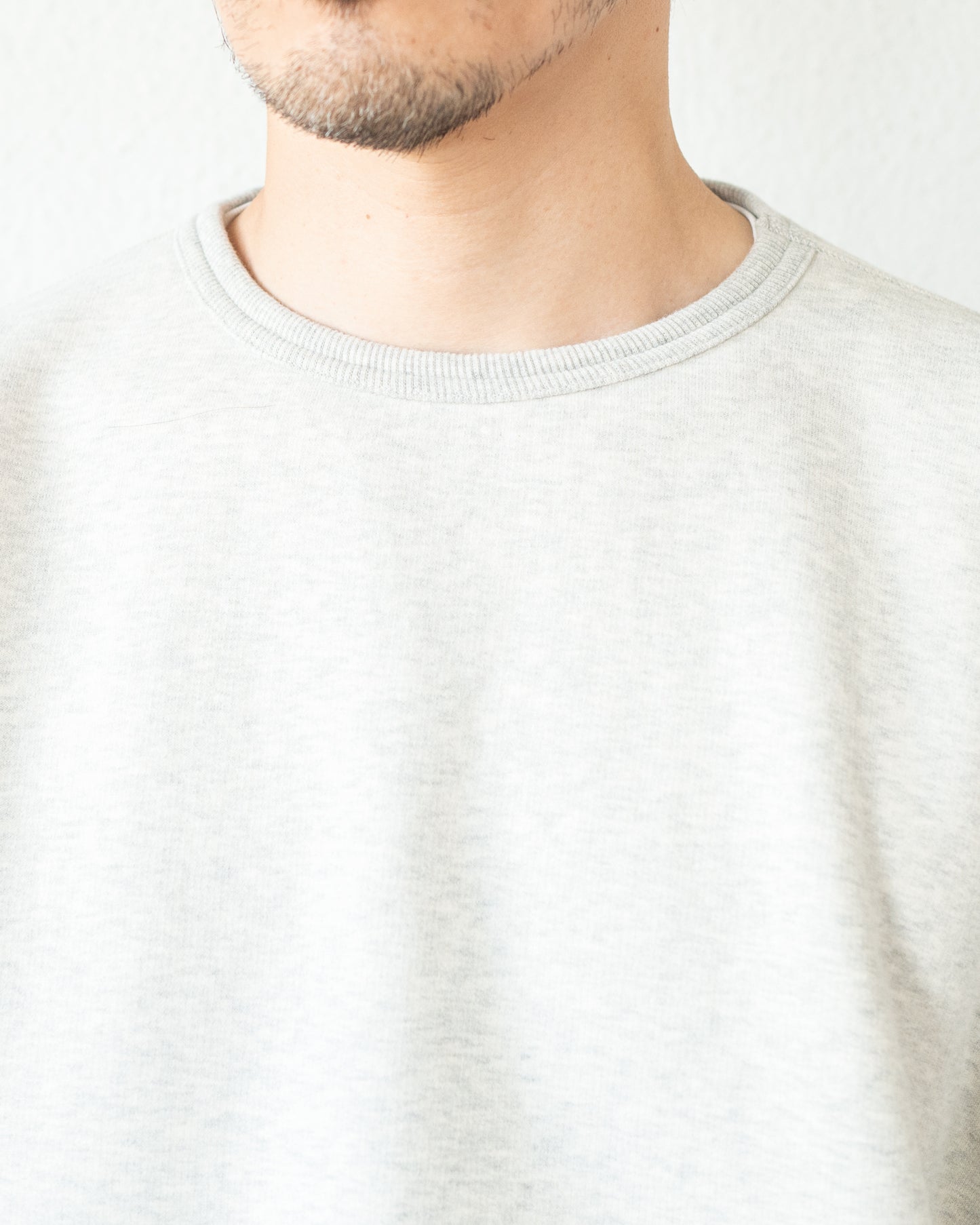 DENIM-BACKED SPLICED COTTON SWEATSHIRT