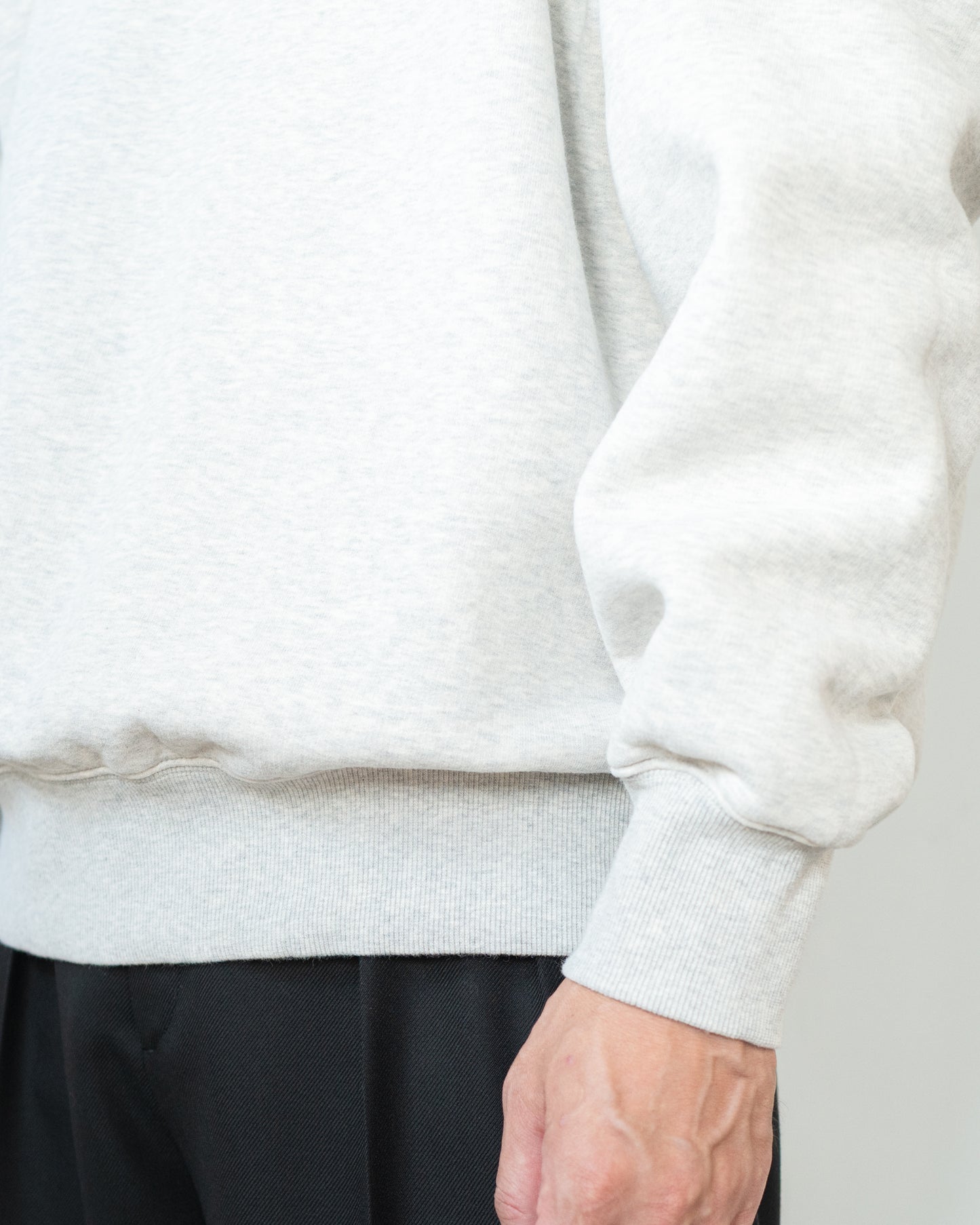 DENIM-BACKED SPLICED COTTON SWEATSHIRT