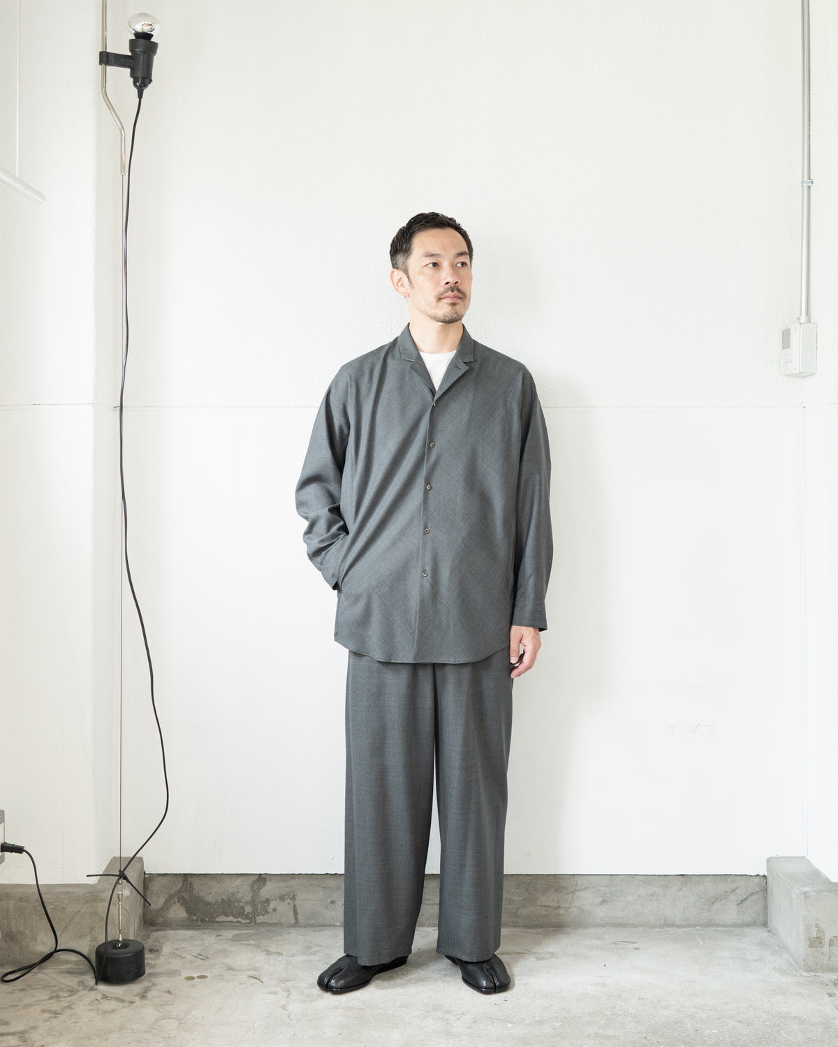 LONG SLEEVE SHIRT JACKET IN WOOL TROPICAL