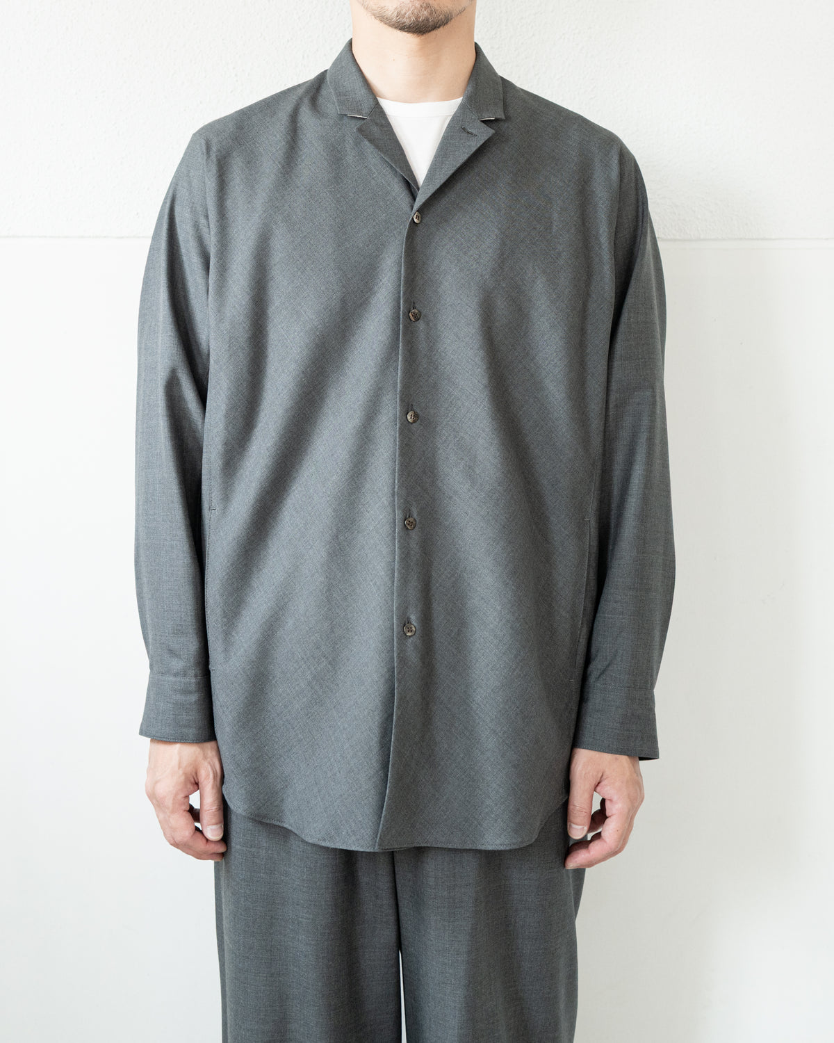 LONG SLEEVE SHIRT JACKET IN WOOL TROPICAL