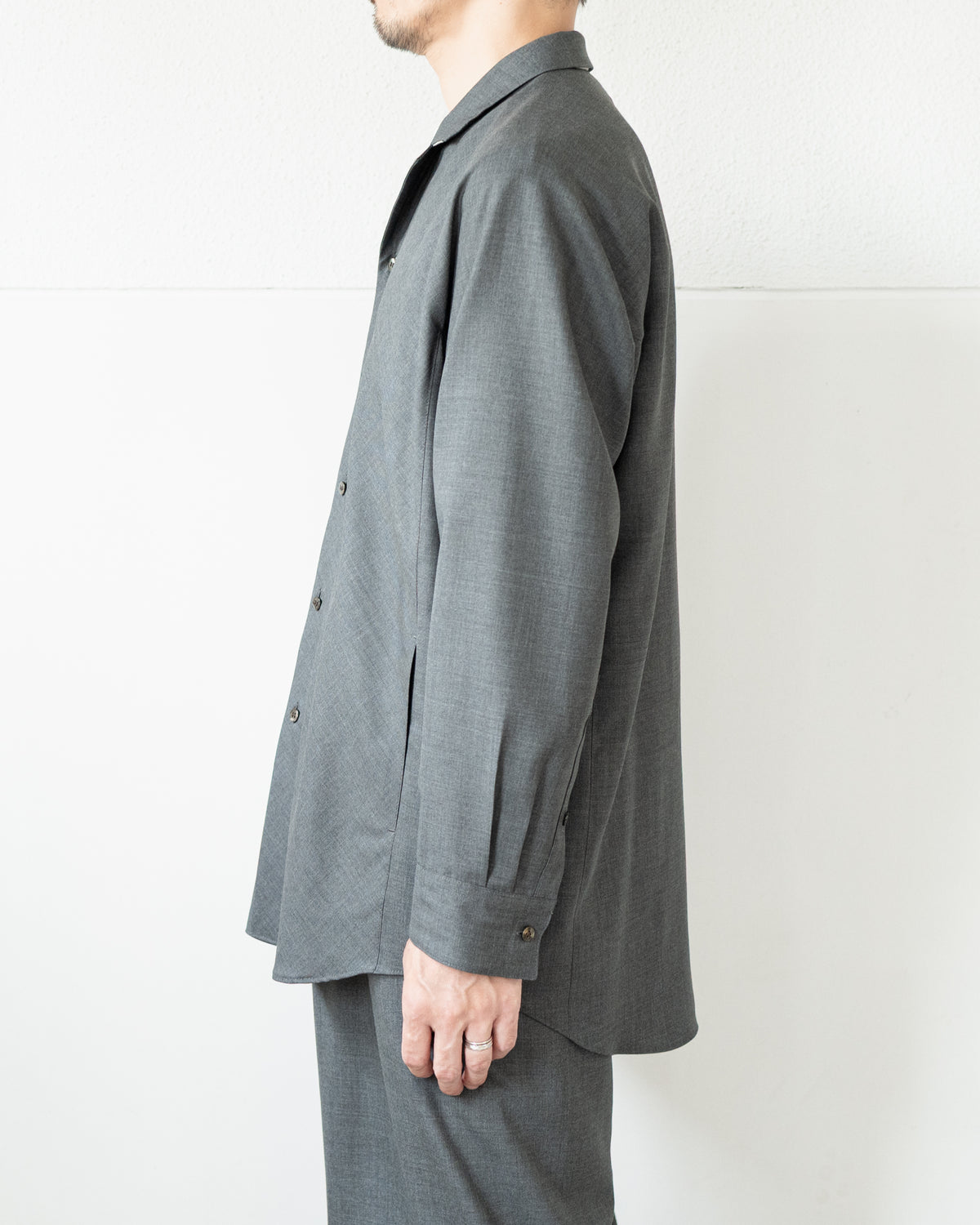 LONG SLEEVE SHIRT JACKET IN WOOL TROPICAL