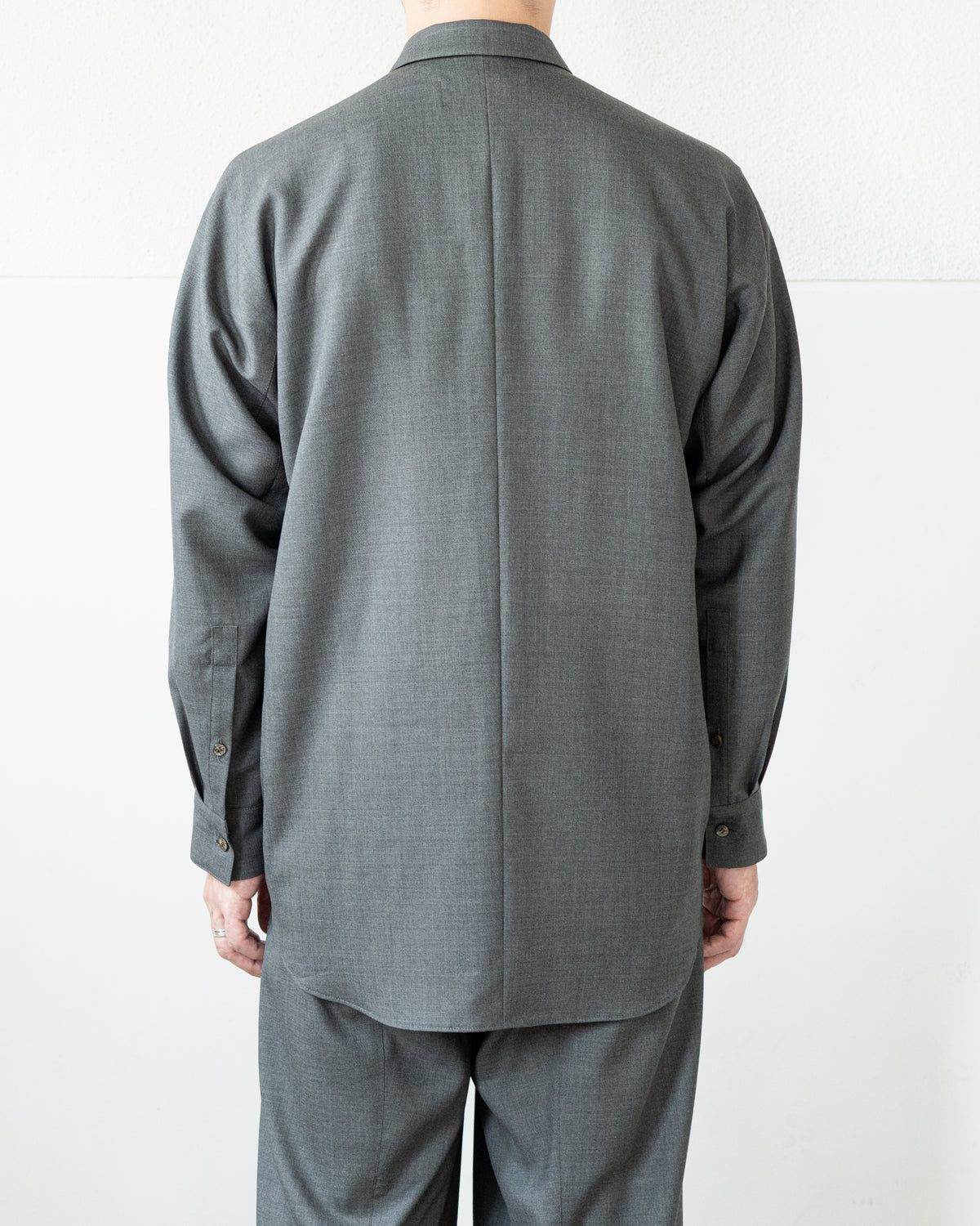 LONG SLEEVE SHIRT JACKET IN WOOL TROPICAL